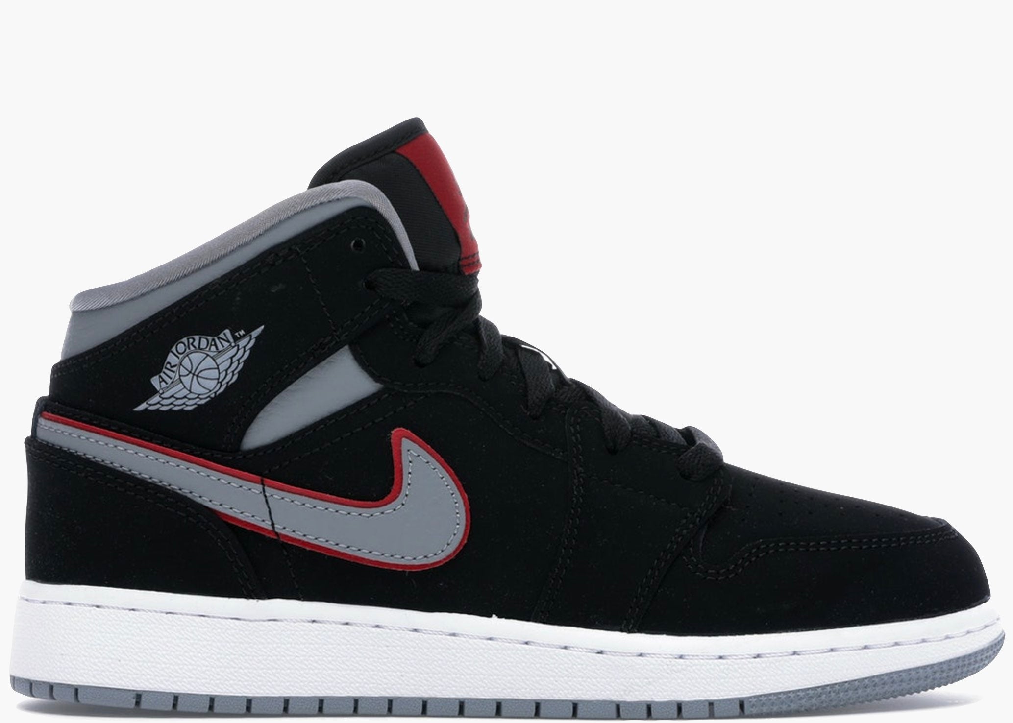Jordan 1 Mid Black Particle Grey Gym Red (GS) 554725-060 Hype Clothinga Limited Edition