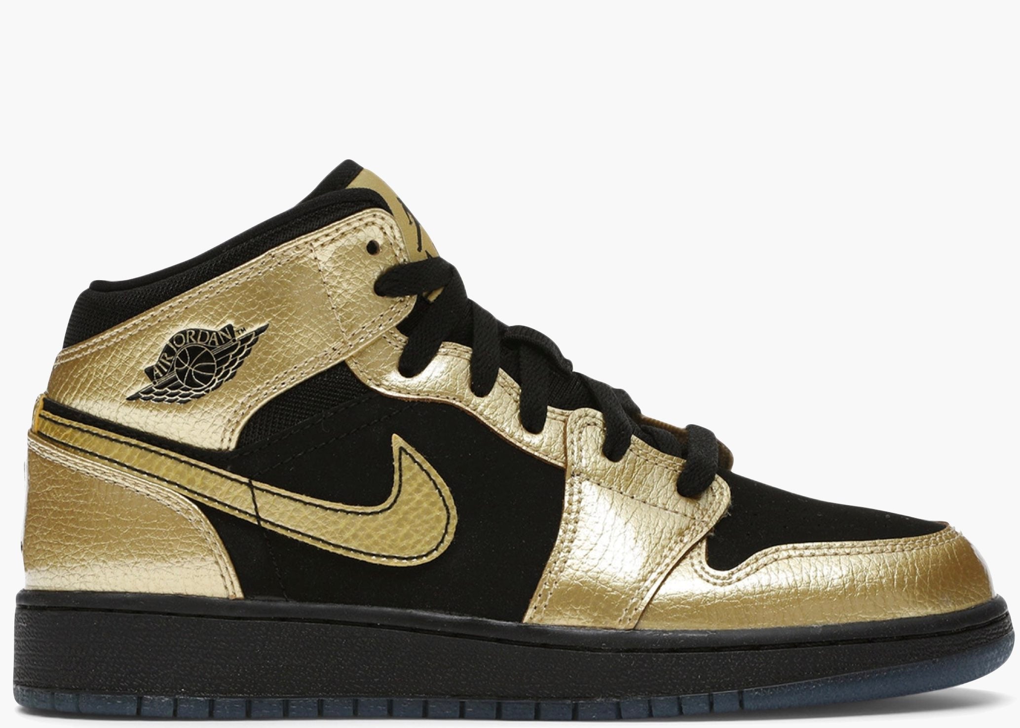 Nike Air Jordan 1 Mid Metallic Gold Coin Black (GS) 555112-905 Hype Clothinga Limited Edition