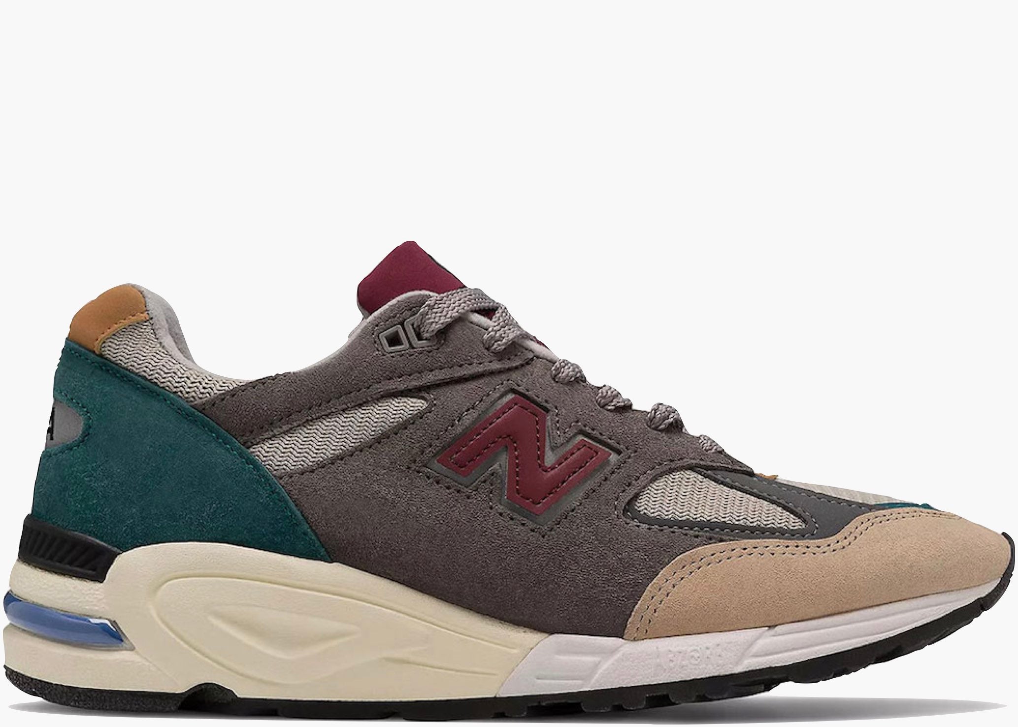 New Balance 990v2 Grey Green Maroon