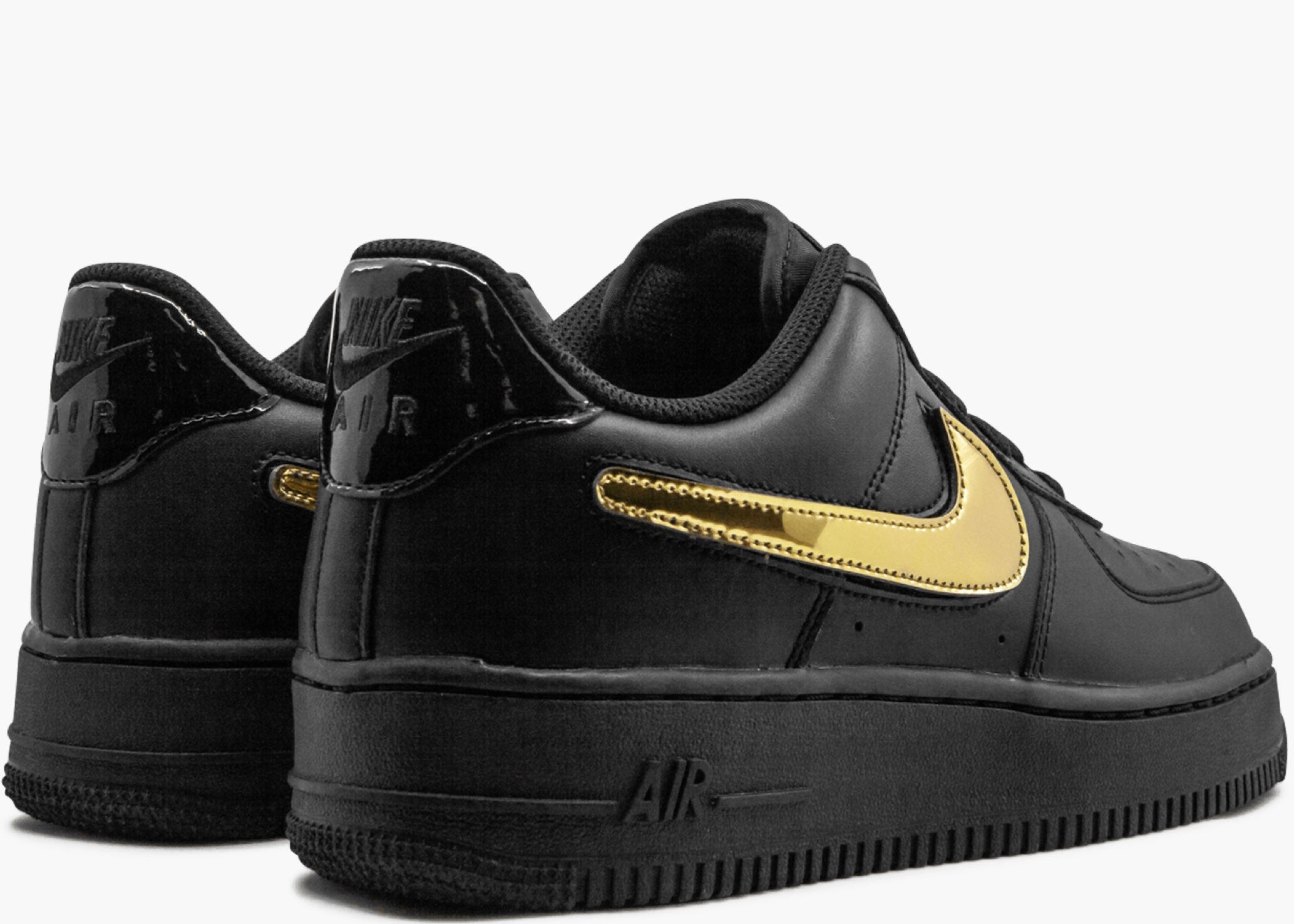 Nike Air Force 1 Black Metallic Gold Removable Swoosh Pack CT2252-001 Hype Clothinga