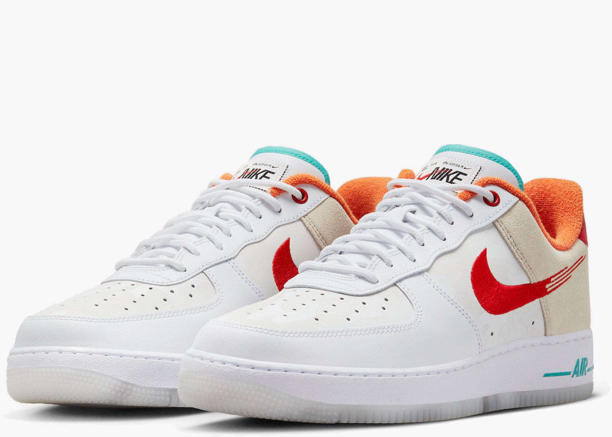 Nike Air Force 1 Low '07 PRM Just Do It White Red Teal FD4205-161 Hype Clothinga Limited Edition