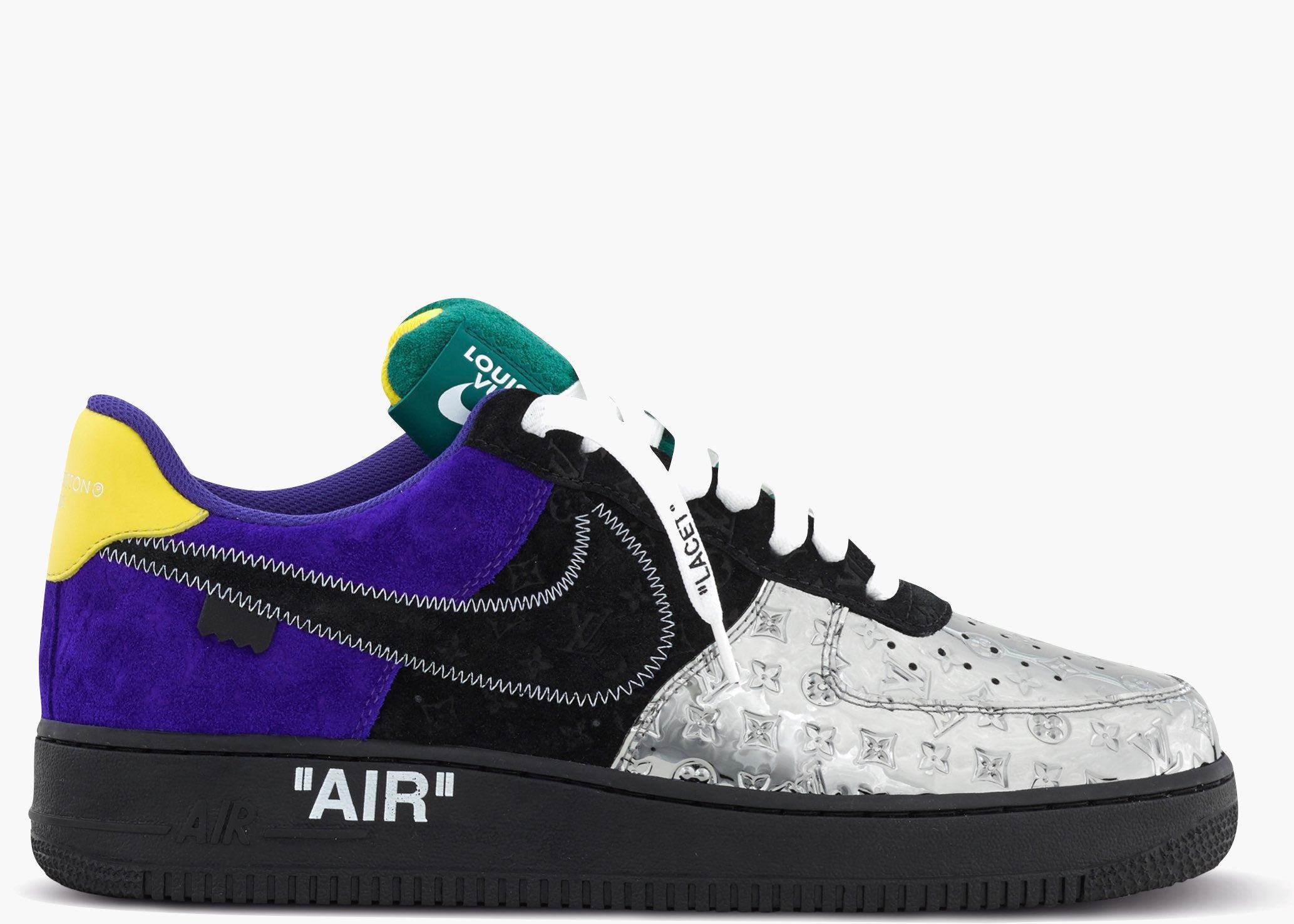 Nike Air Force 1 Low Louis Vuitton By Virgil Abloh Black Metallic Silver | Hype Clothinga