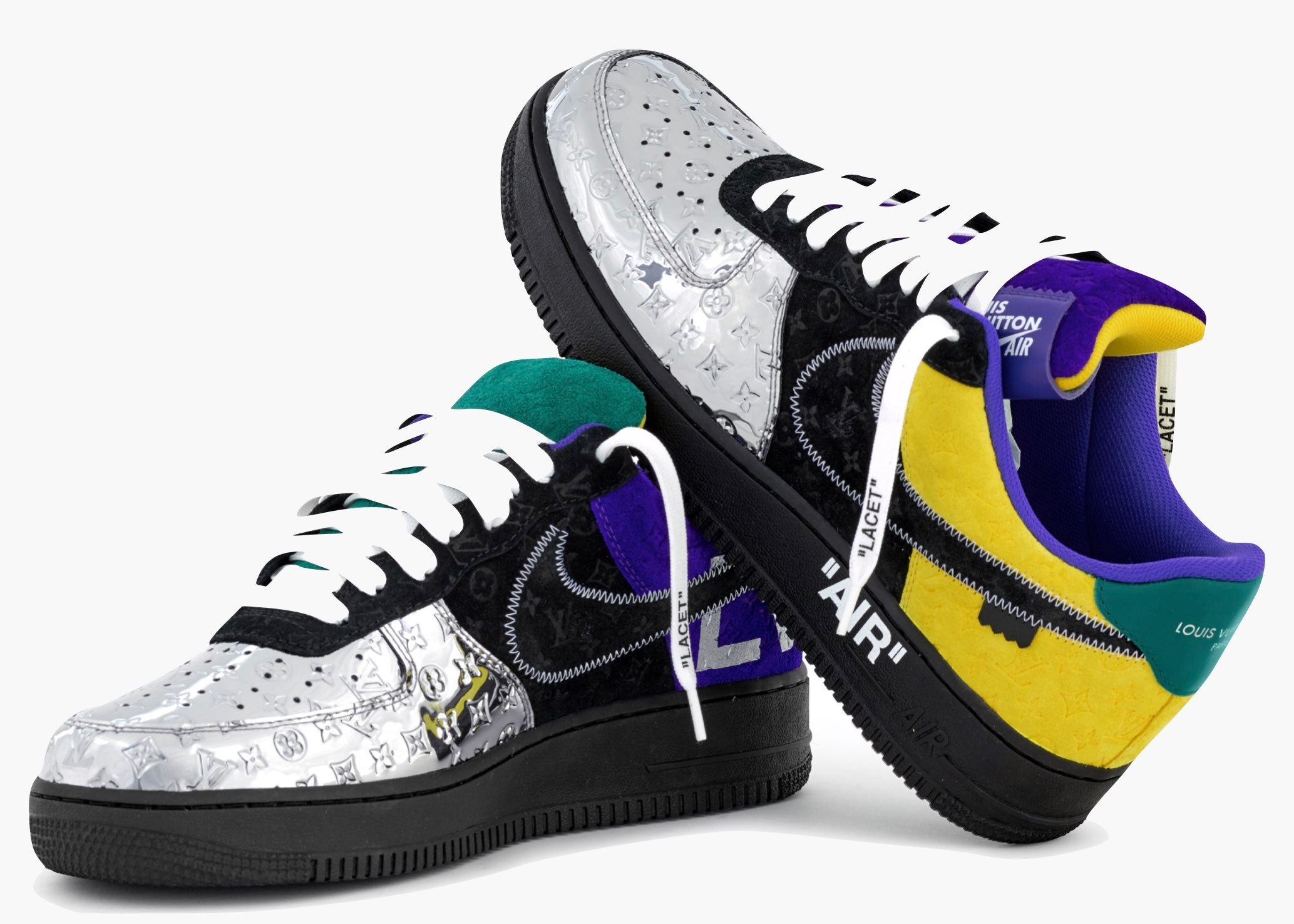 Nike Air Force 1 Low Louis Vuitton By Virgil Abloh Black Metallic Silver | Hype Clothinga
