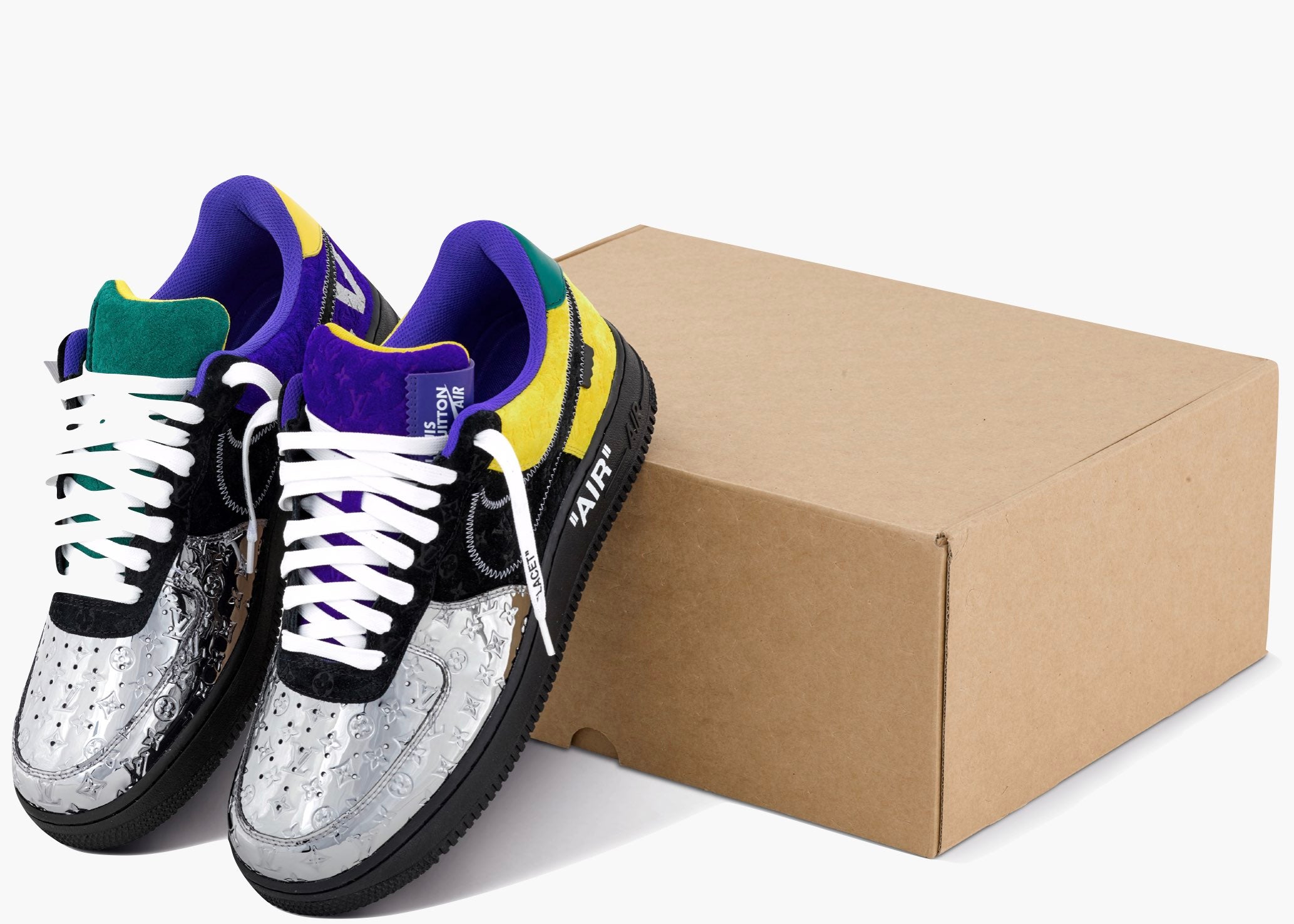 Nike Air Force 1 Low Louis Vuitton By Virgil Abloh Black Metallic Silver | Hype Clothinga