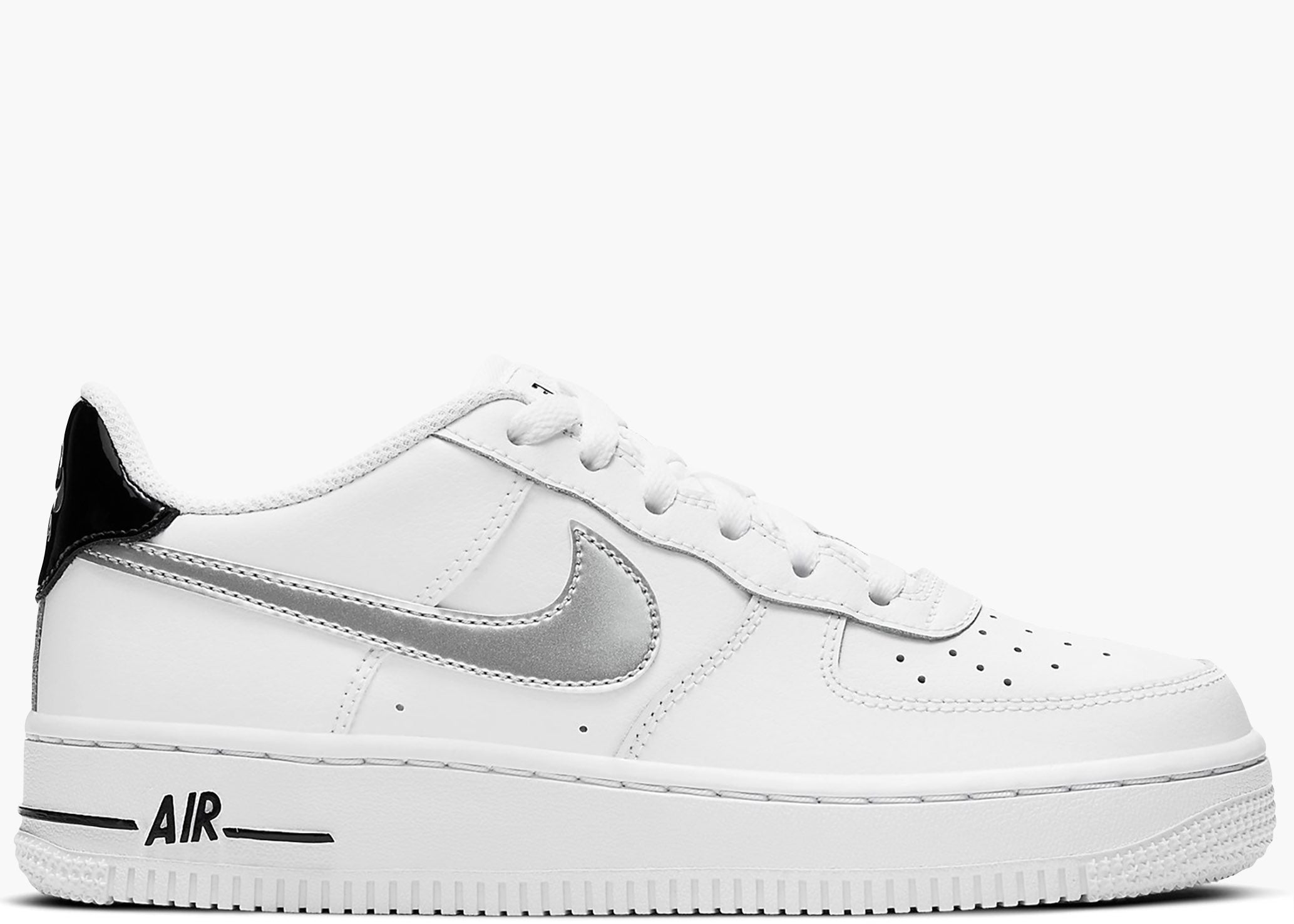 Nike Air Force 1 Low White Black Metallic Silver (GS) . Hype Clothinga