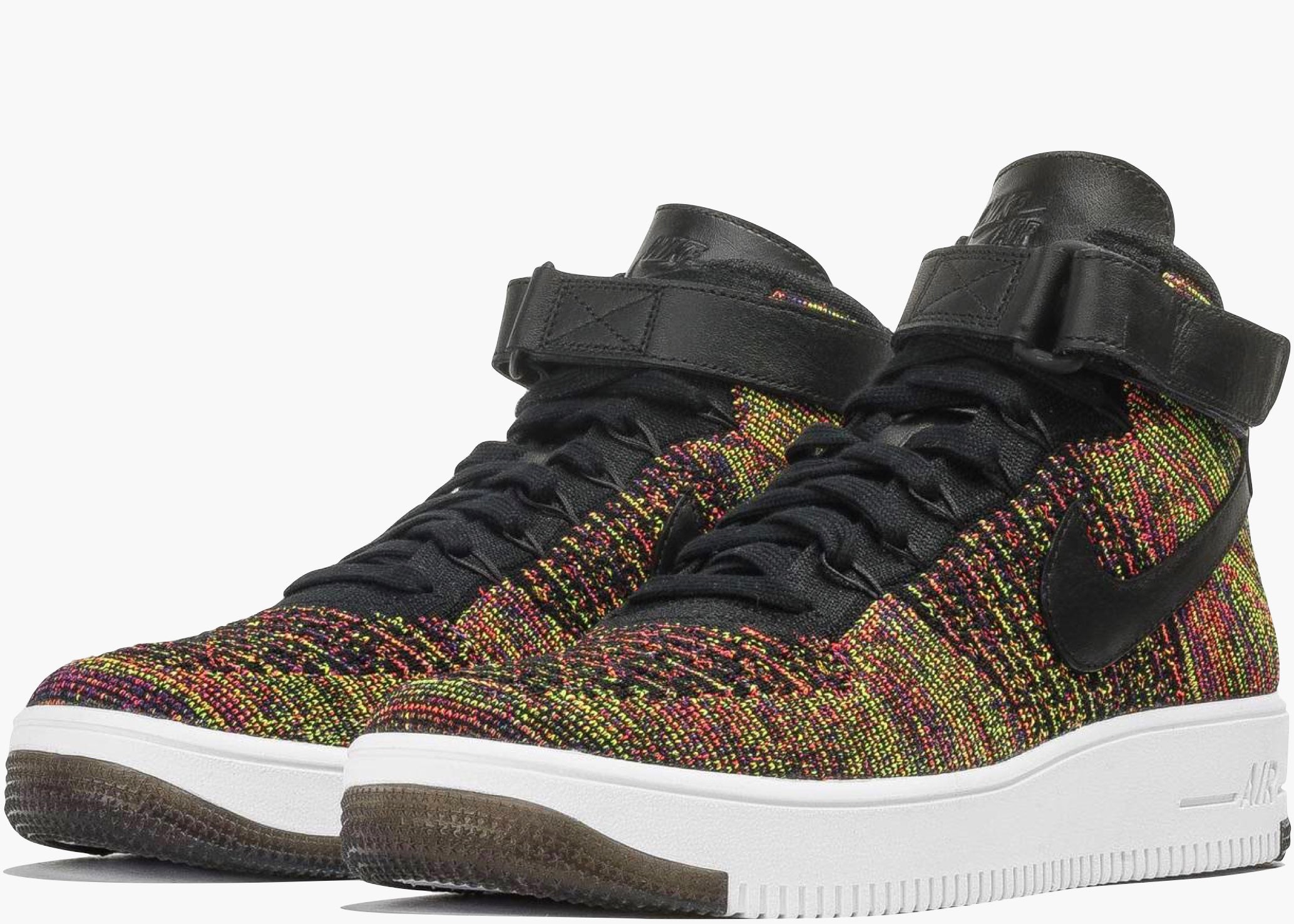 Nike Air Force 1 Mid Flyknit Multi-color Black 817420-002 Hype Clothinga