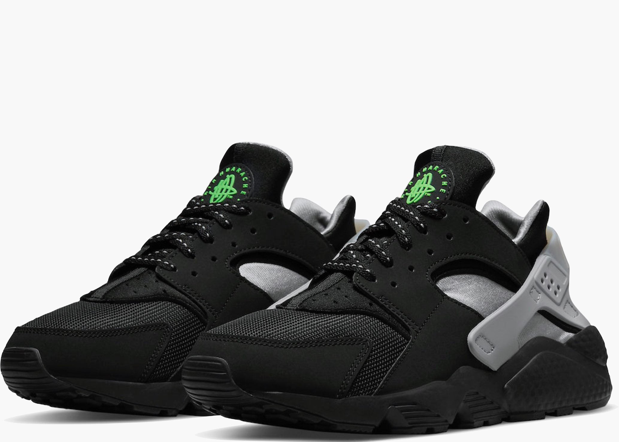 Nike Air Huarache Black Neon Green Hype Clothinga Limited Edition