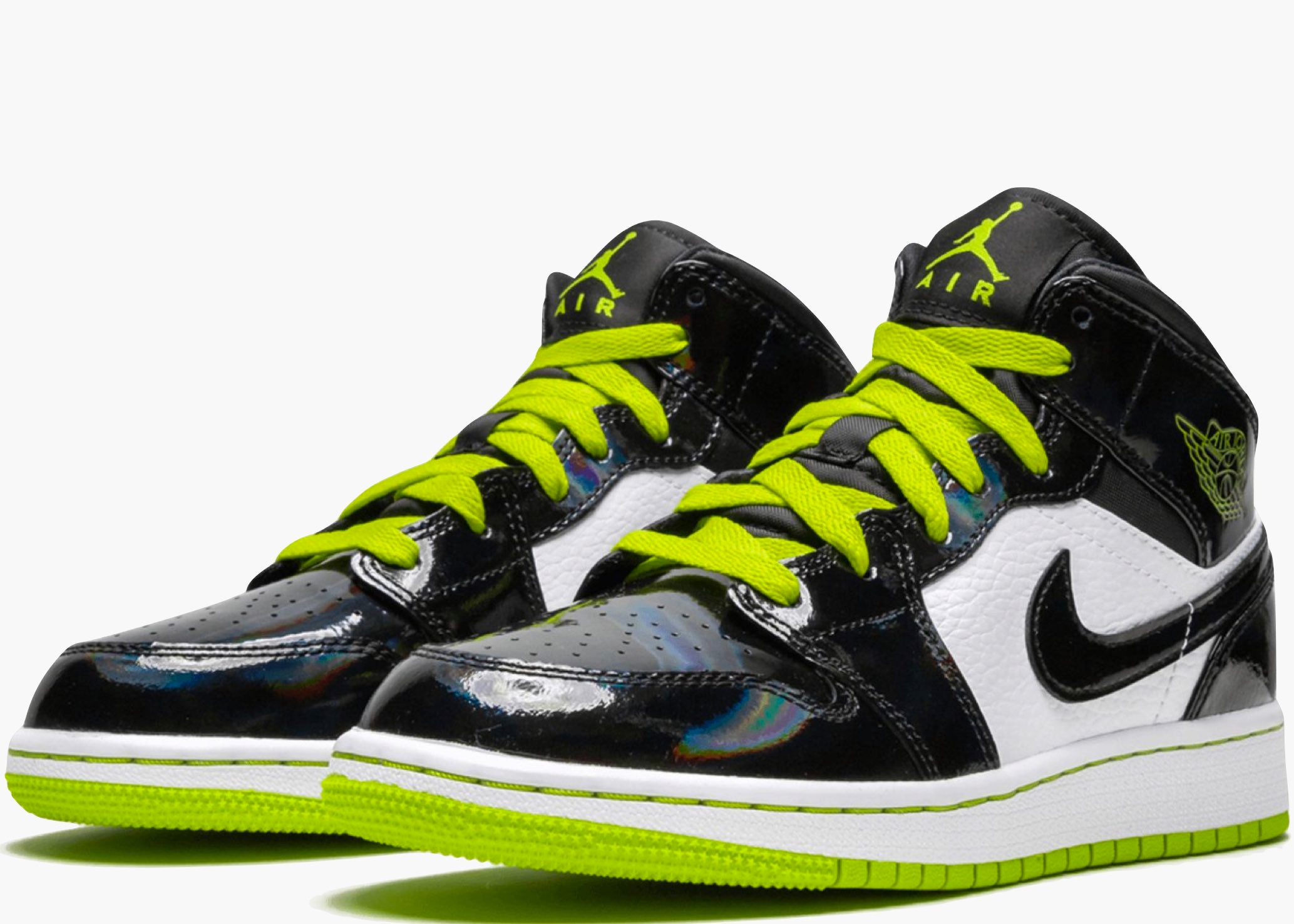 Nike Air Jordan 1 Mid Black Cyber Mystic Green (gs) BQ6931-003 Hype Clothinga