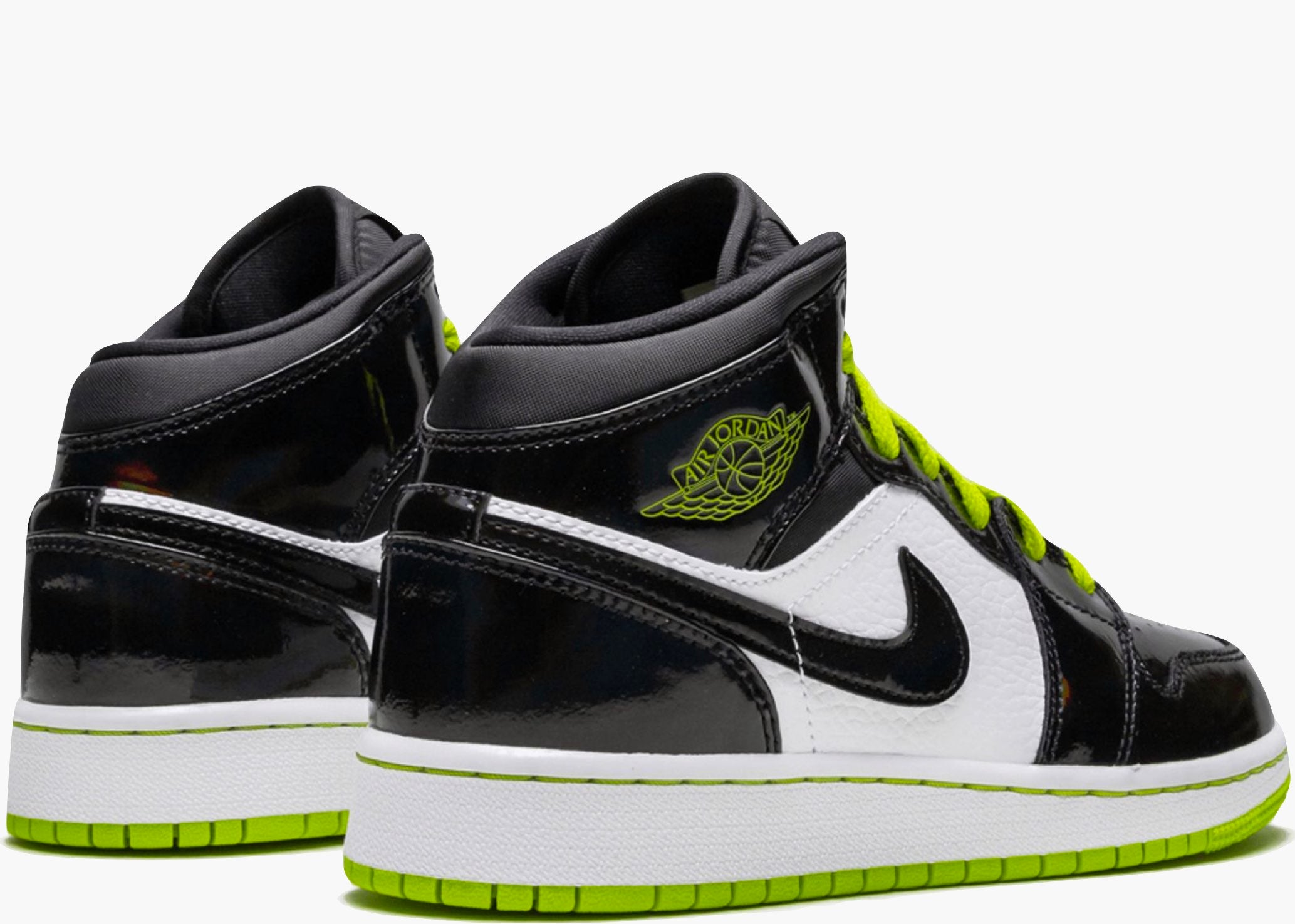 Nike Air Jordan 1 Mid Black Cyber Mystic Green (gs) BQ6931-003 Hype Clothinga