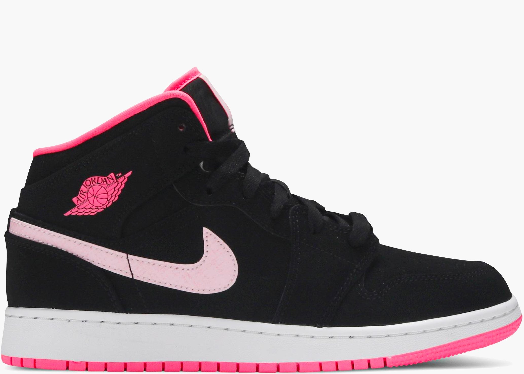 Nike Air Jordan 1 Mid Black Digital Pink (gs) 555112-066 Hype Clothinga
