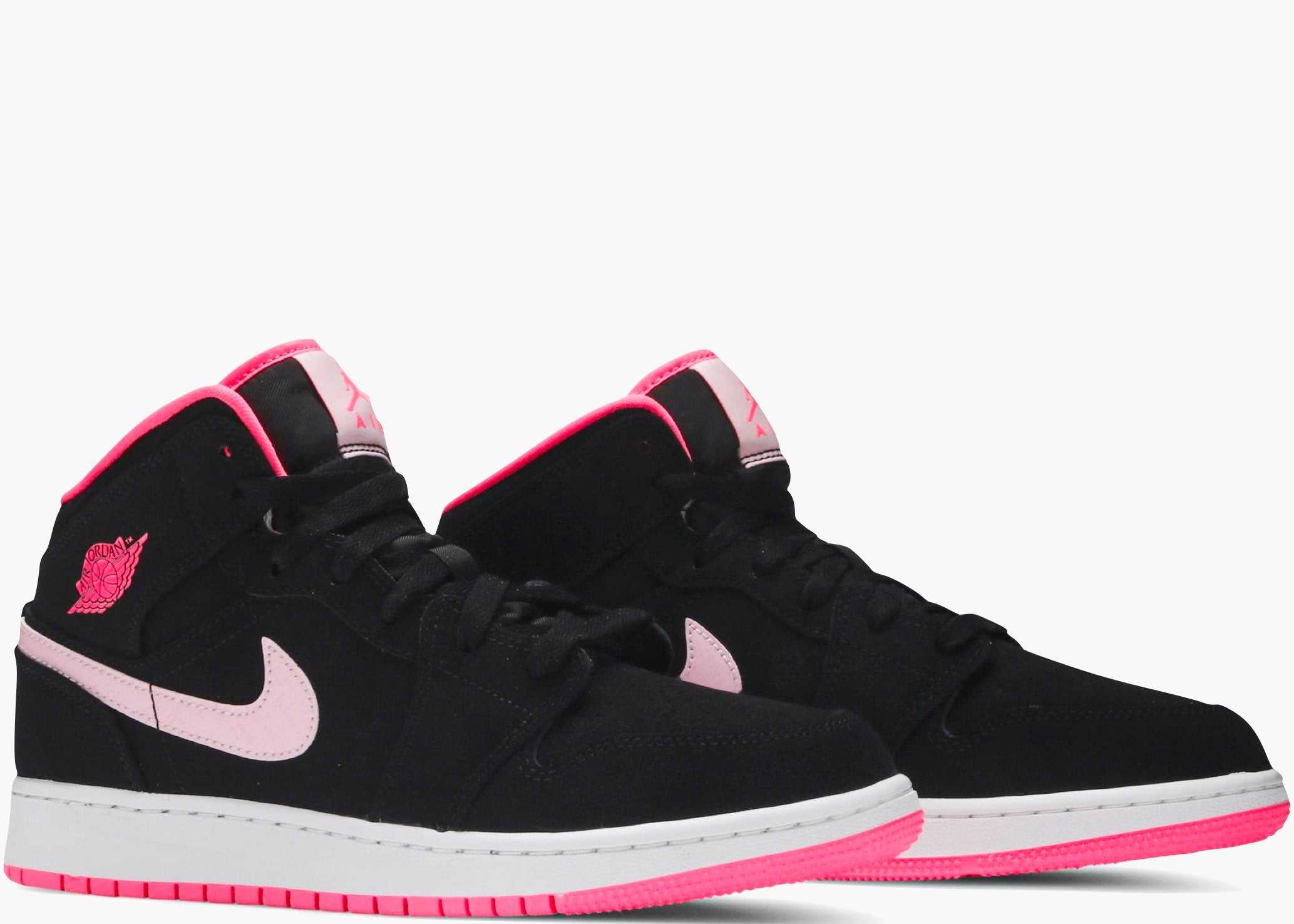 Nike Air Jordan 1 Mid Black Digital Pink (gs) 555112-066 Hype Clothinga