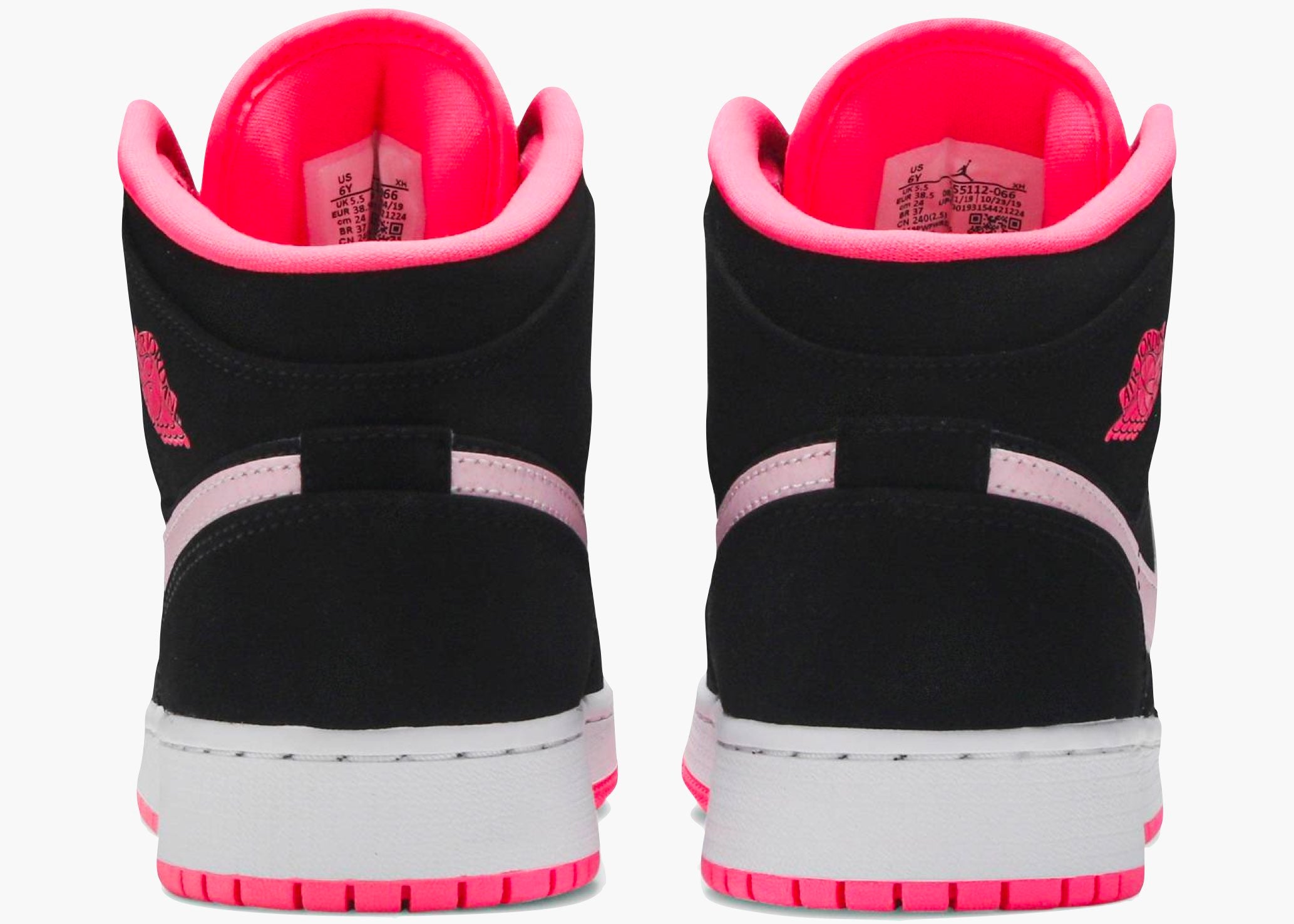 Nike Air Jordan 1 Mid Black Digital Pink (gs) 555112-066 Hype Clothinga
