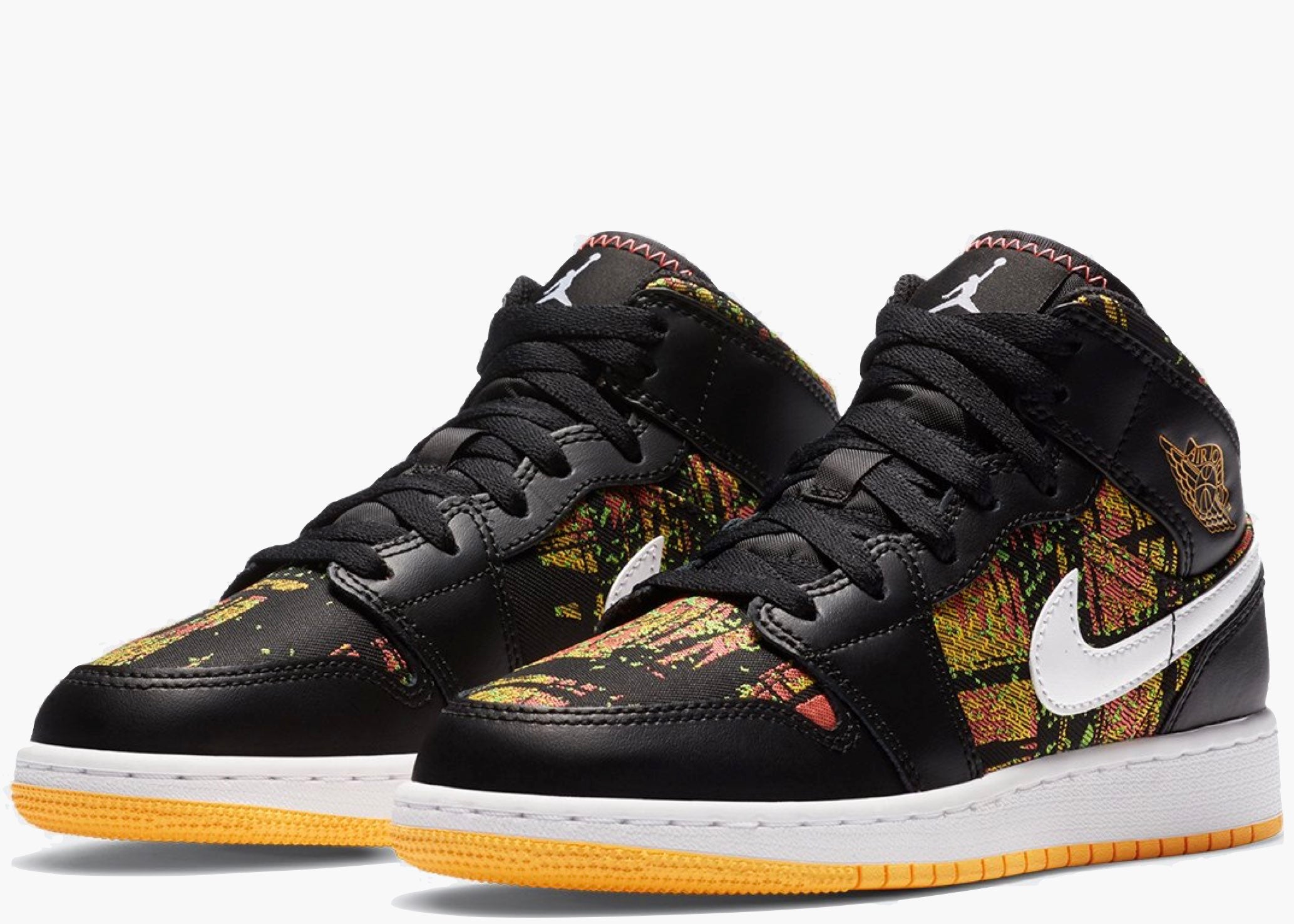 Nike Air Jordan 1 Mid Black Laser Orange Bright Melon (GS) 555112-003 Hype Clothinga Limited Edition