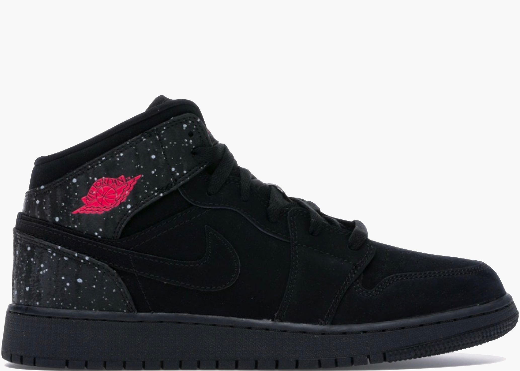 Nike Air Jordan 1 Mid Black Rush Pink White Splatter (gs) 555112-001 Hype Clothinga