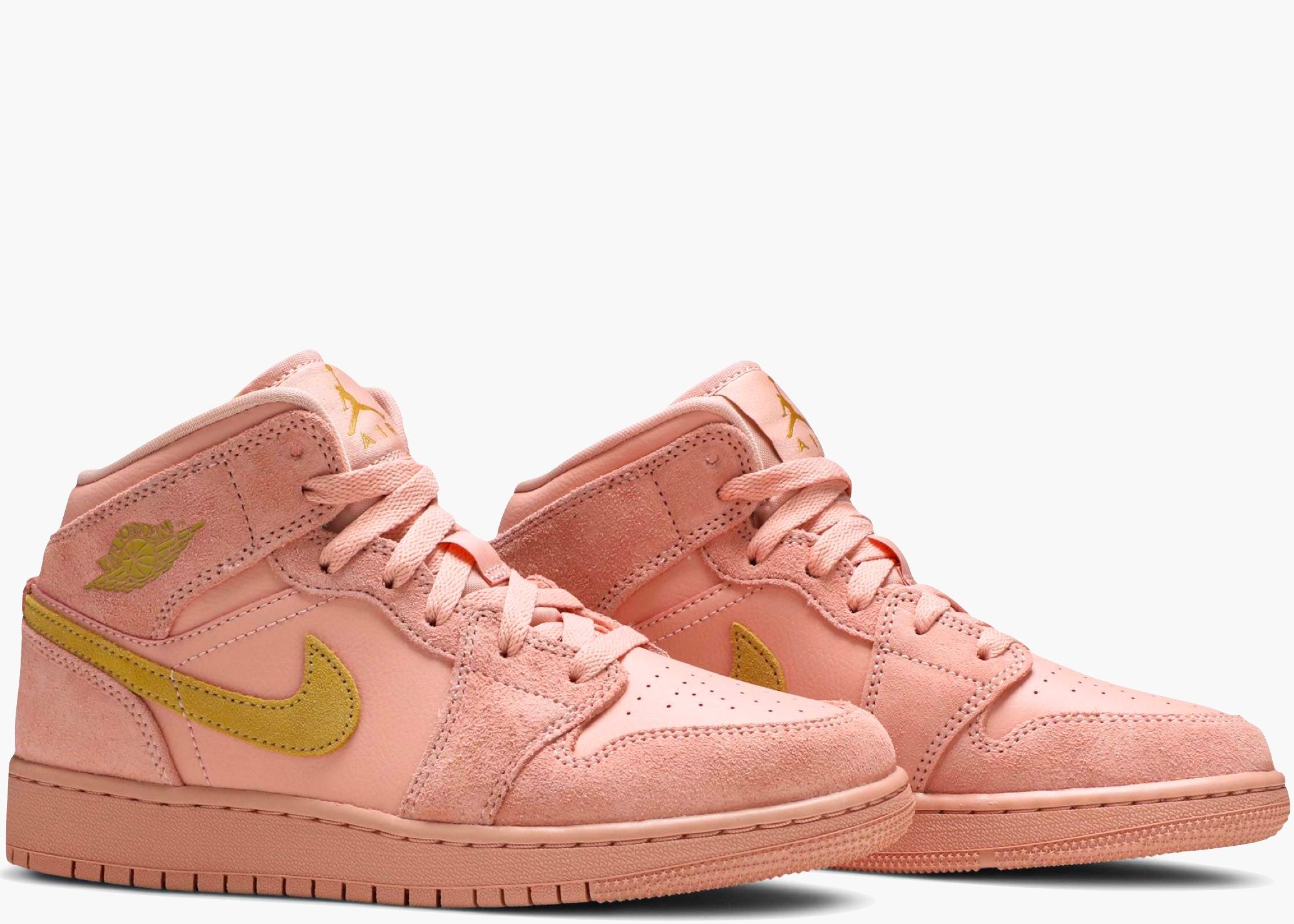 Nike Air Jordan 1 Mid Coral Gold (gs) BQ6931-600 Hype Clothinga