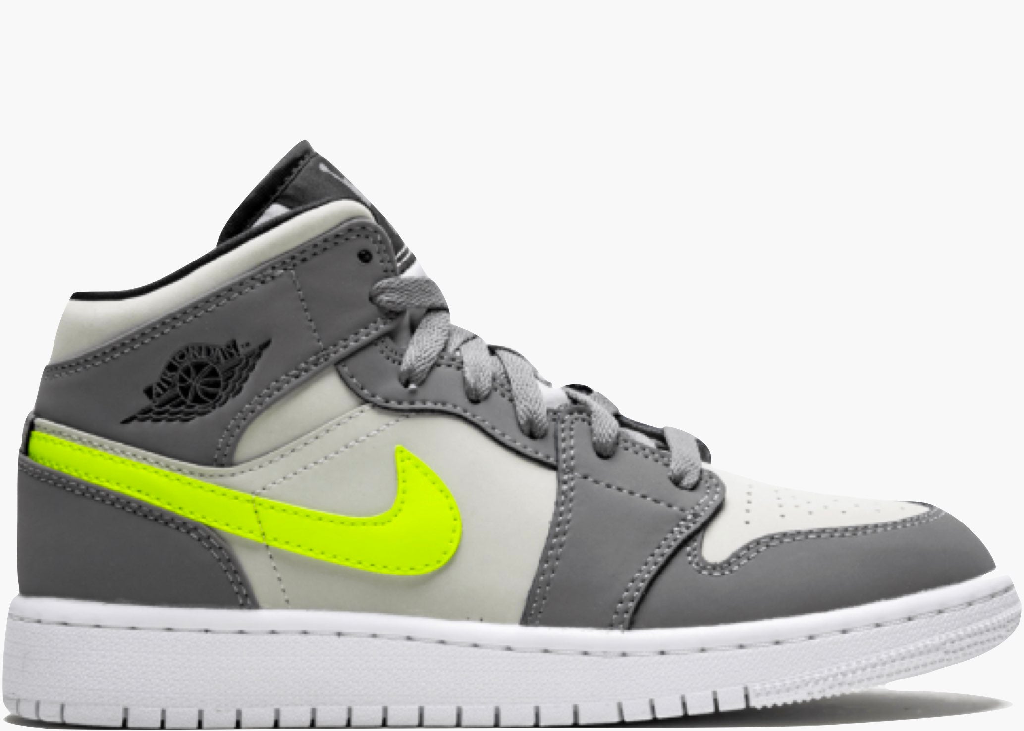 Nike Air Jordan 1 Mid Gunsmoke Volt (gs) 554725-072 Hype Clothinga