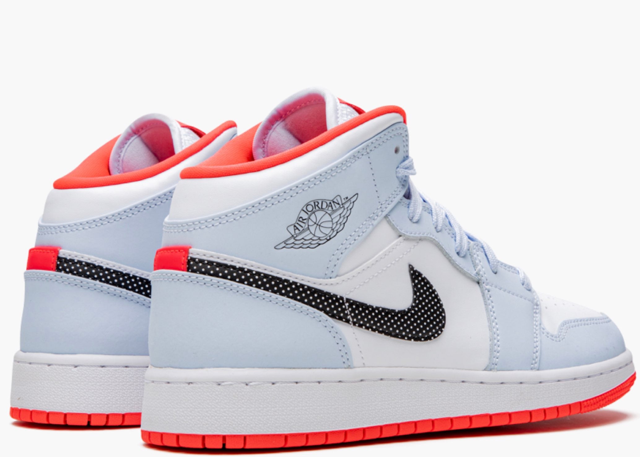 Nike Air Jordan 1 Mid Half Blue Polka Dot Swoosh (GS) 555112-400 Hype Clothinga Limited Edition