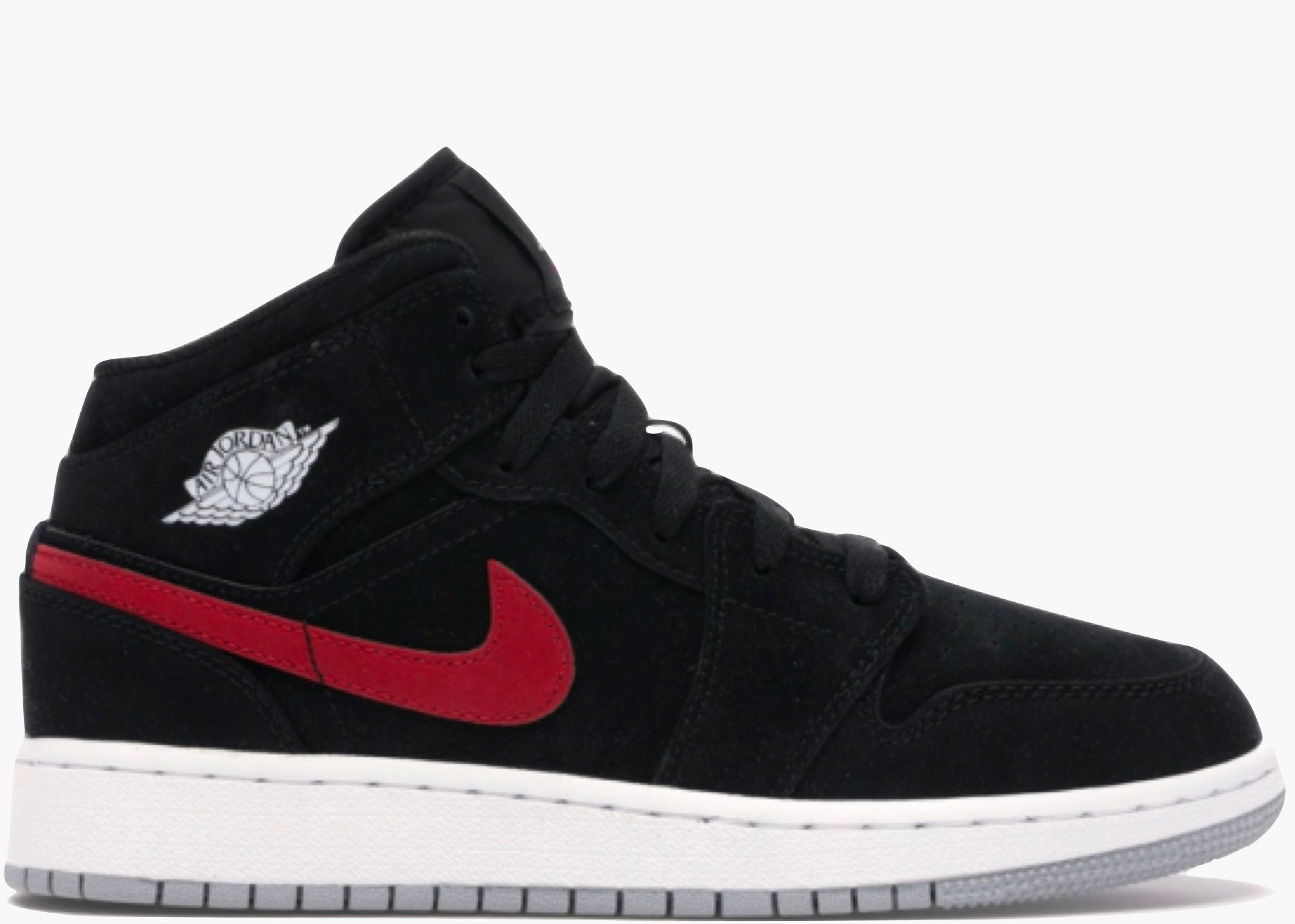 Nike Air Jordan 1 Mid Multi-color Swoosh Black (gs) 554725-065 Hype Clothinga