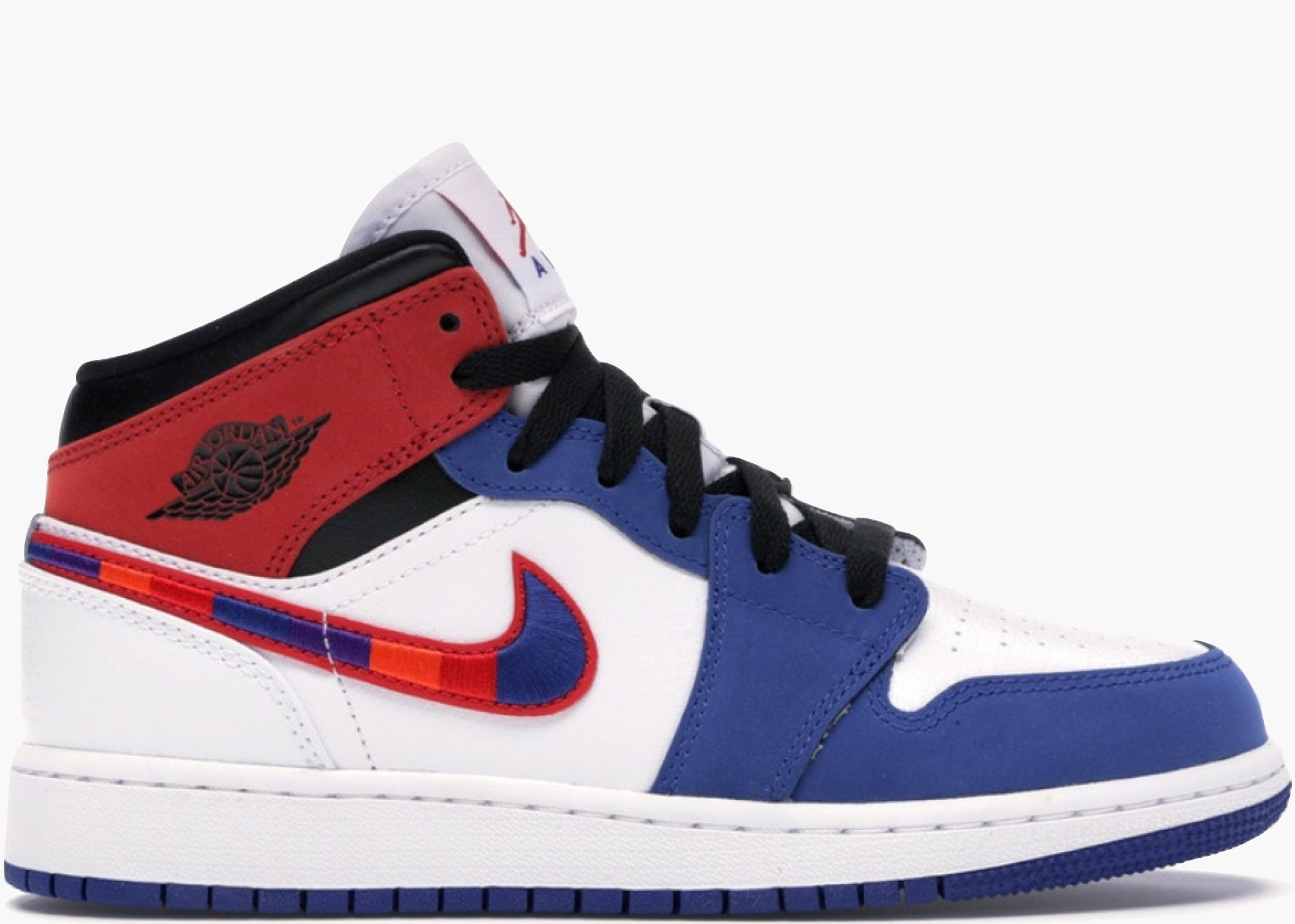 Nike Air Jordan 1 Mid Multi-color Swoosh (gs) BQ6931-146 Hype Clothinga