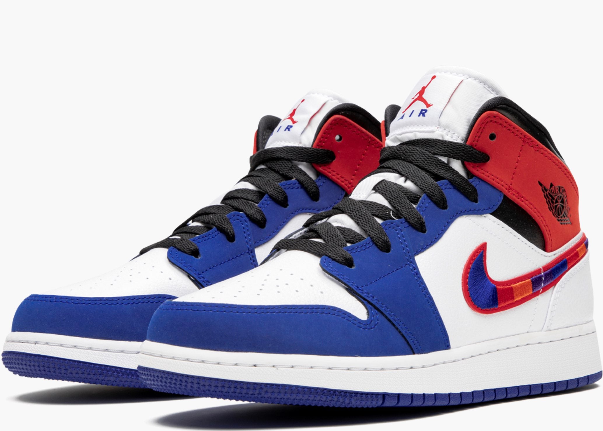 Nike Air Jordan 1 Mid Multi-color Swoosh (gs) BQ6931-146 Hype Clothinga