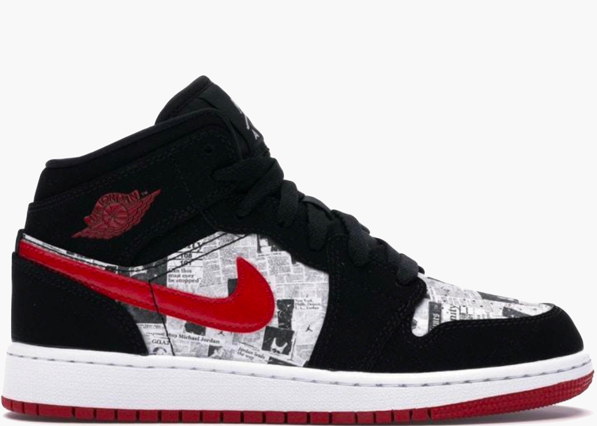 Nike Air Jordan 1 Mid Newspaper Air Time (gs) BQ6931-061 Hype Clothinga