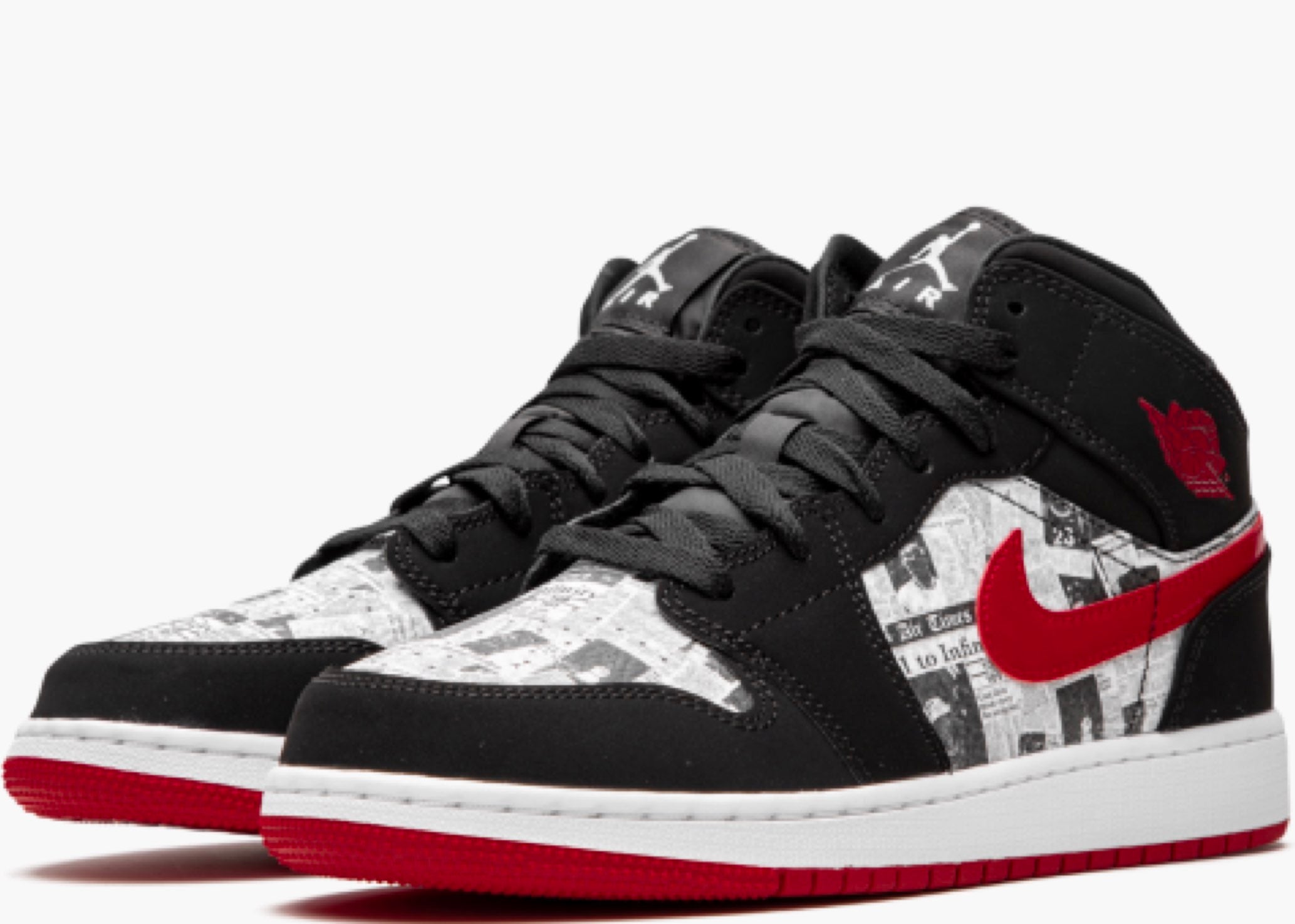 Nike Air Jordan 1 Mid Newspaper Air Time (gs) BQ6931-061 Hype Clothinga