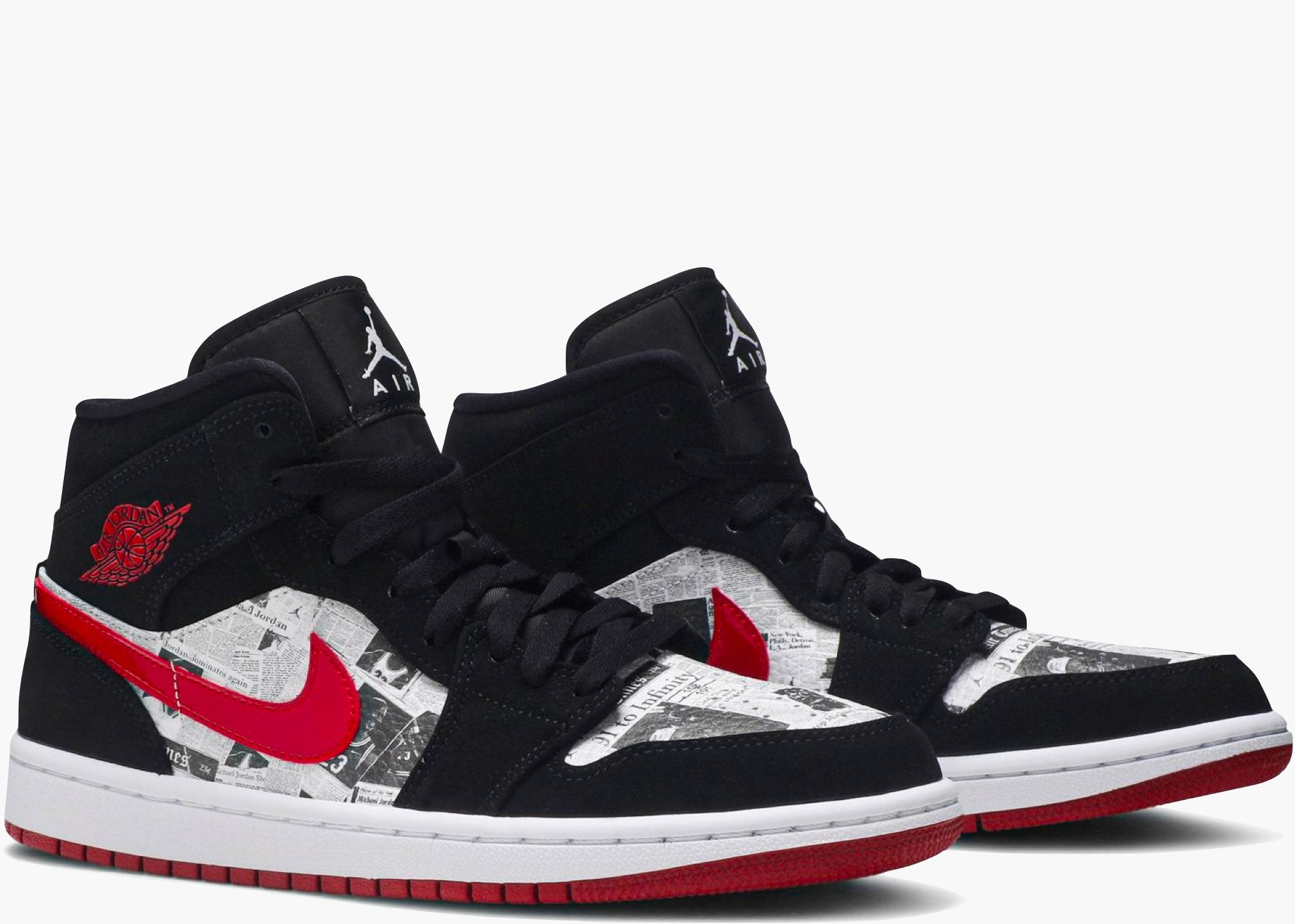 Nike Air Jordan 1 Mid Newspaper Air Times 852542-061 Hype Clothinga