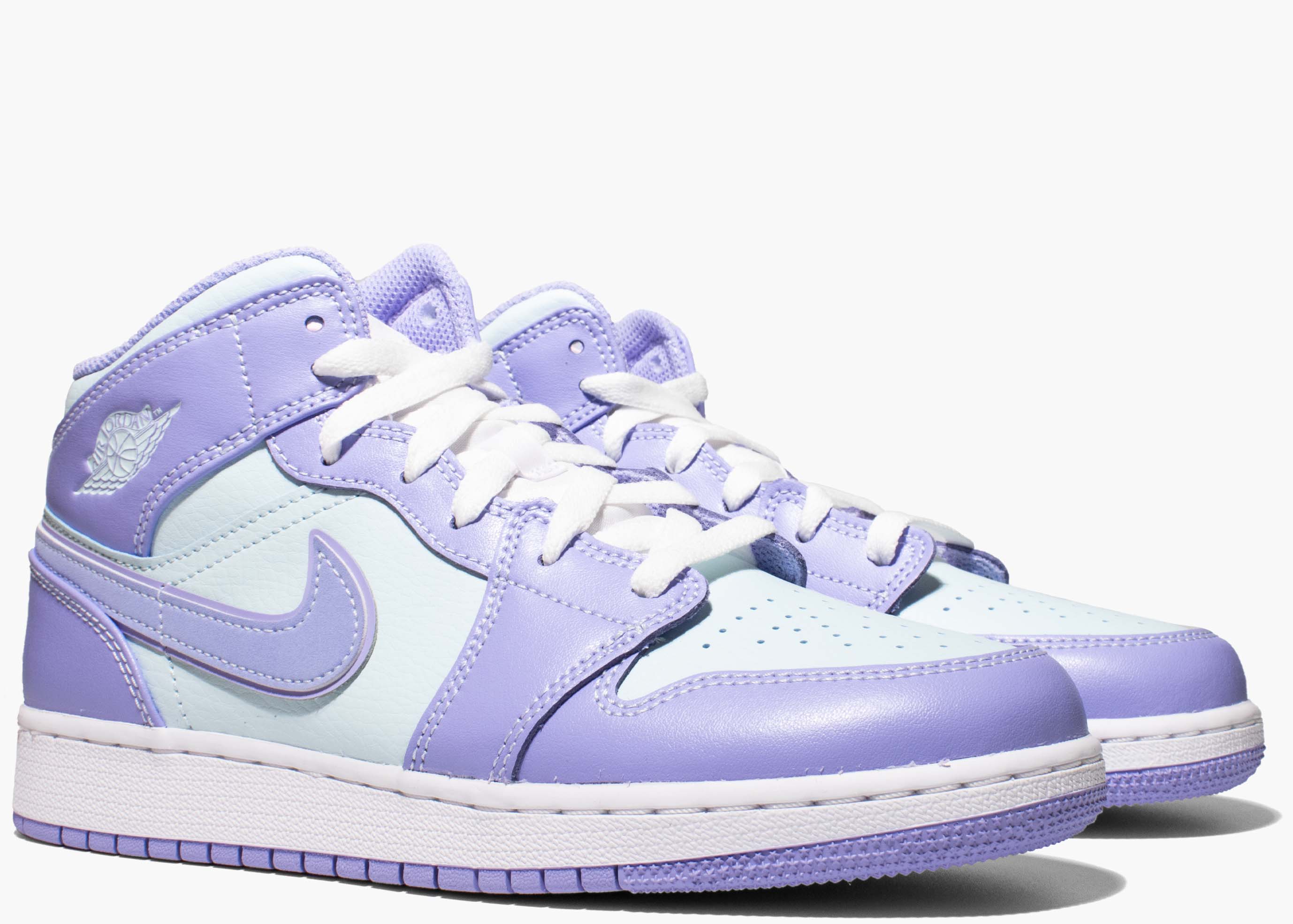 Nike Air Jordan 1 Mid Purple Aqua (GS) 554725-500 Hype Clothinga Limited Edition
