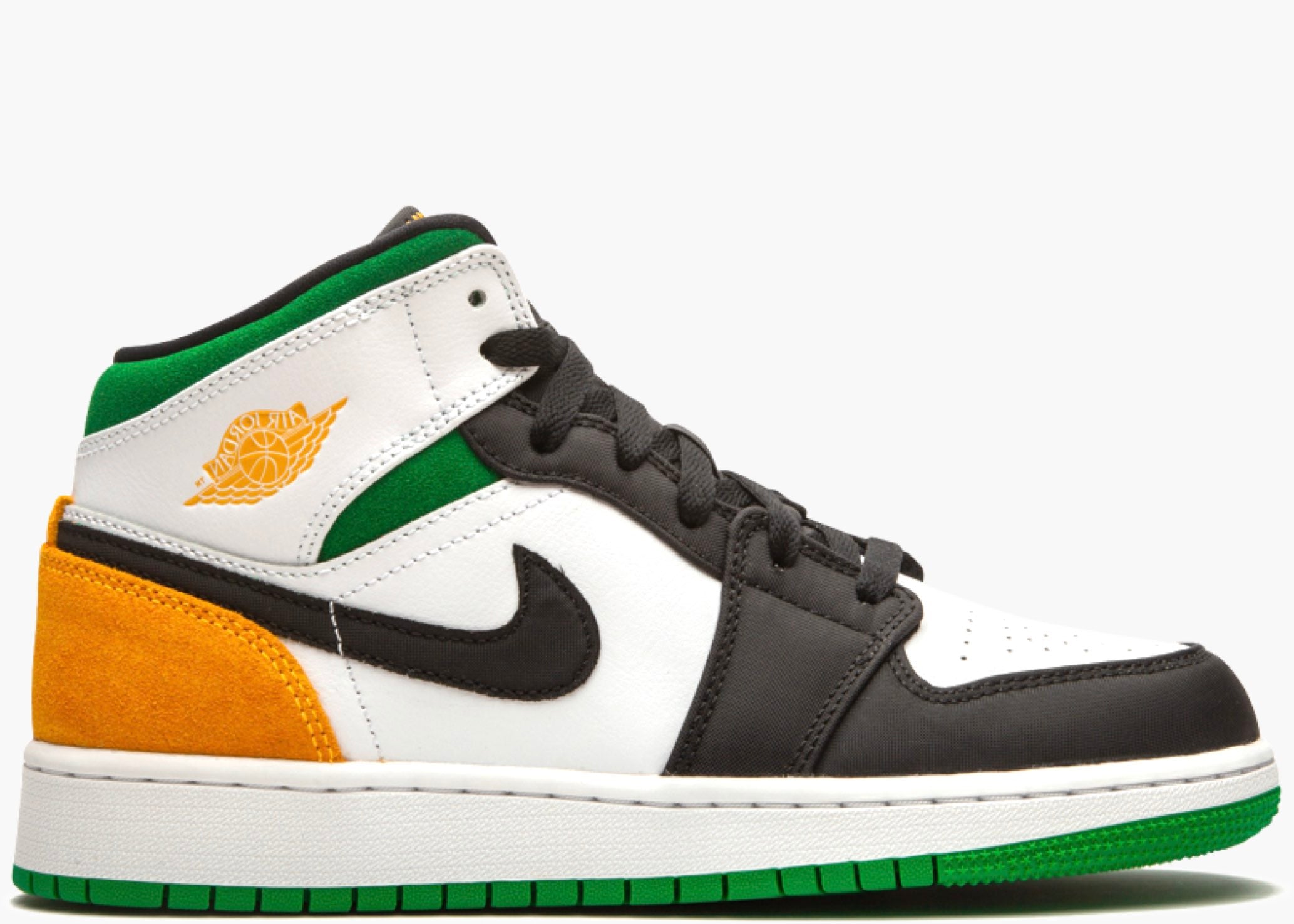 Nike Air Jordan 1 Mid SE White Laser Orange Lucky Green (GS) BQ6931-101 Hype Clothinga