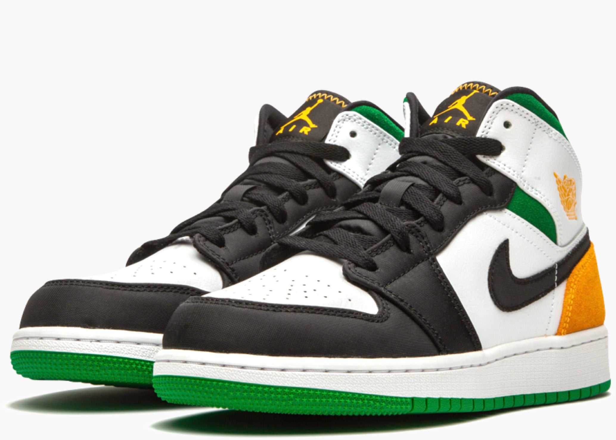 Nike Air Jordan 1 Mid SE White Laser Orange Lucky Green (GS) BQ6931-101 Hype Clothinga