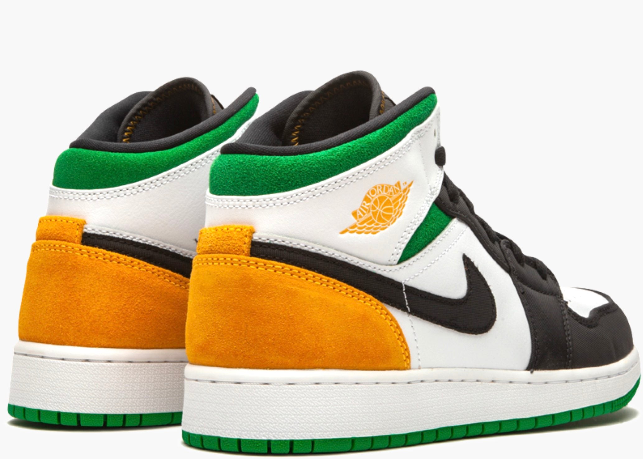 Nike Air Jordan 1 Mid SE White Laser Orange Lucky Green (GS) BQ6931-101 Hype Clothinga