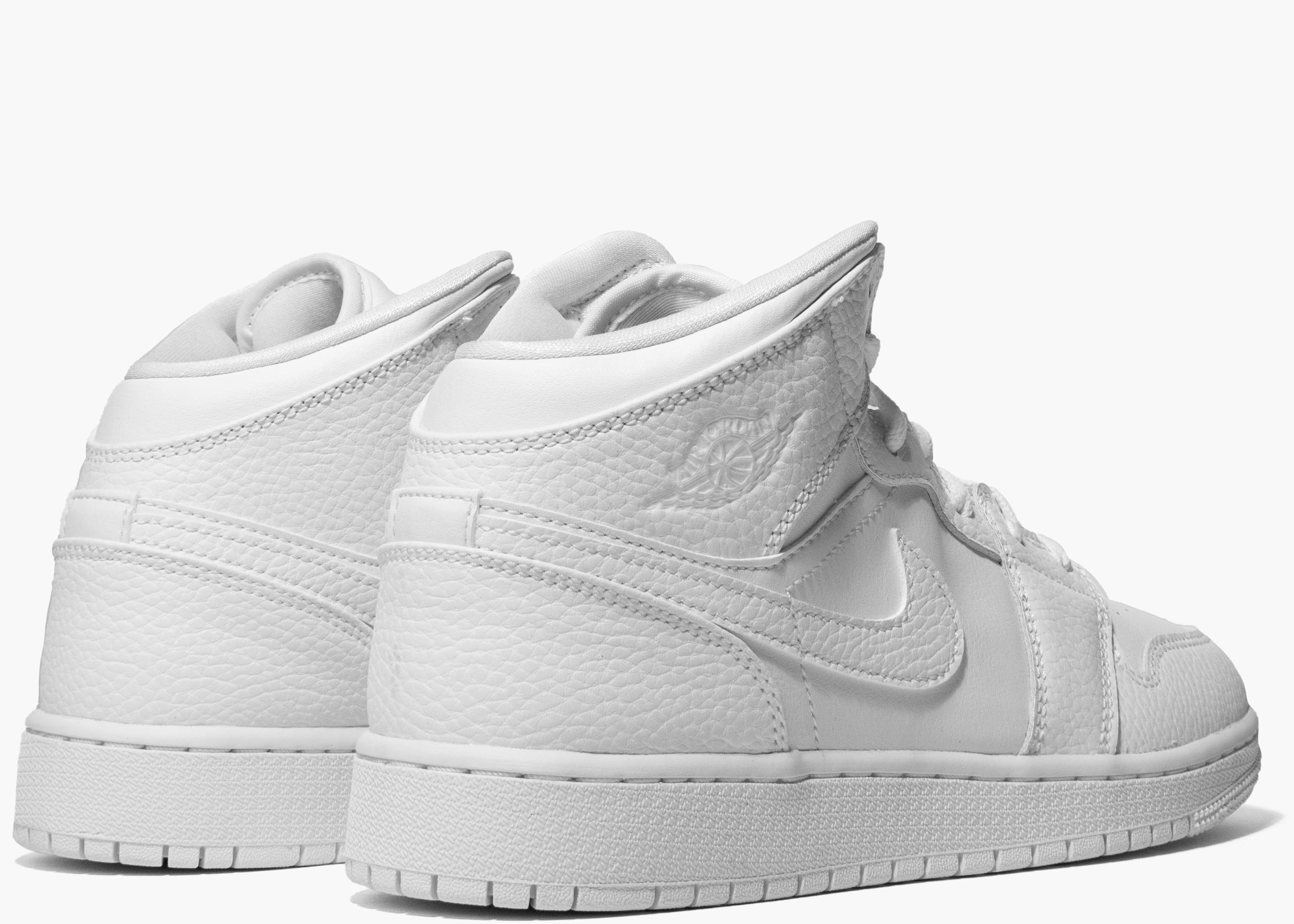 Nike Air Jordan 1 Mid Triple White (GS)554725-130 Hype Clothinga Limited Edition