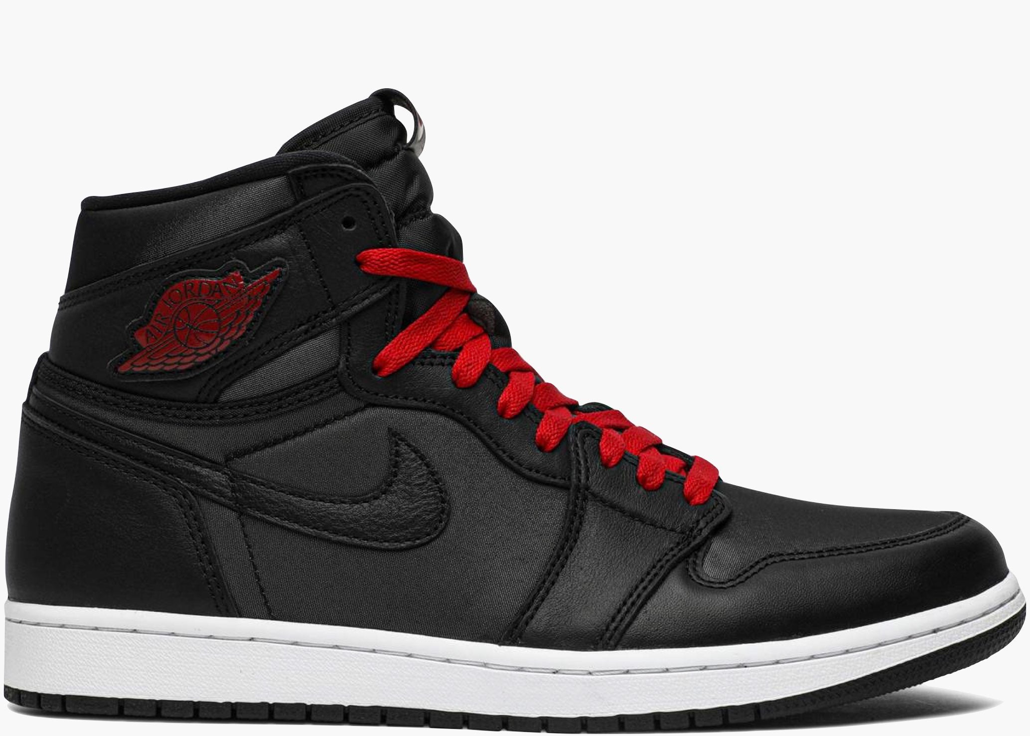 Nike Air Jordan 1 Retro High Black Satin Gym Red 555088-06 Hype Clothinga
