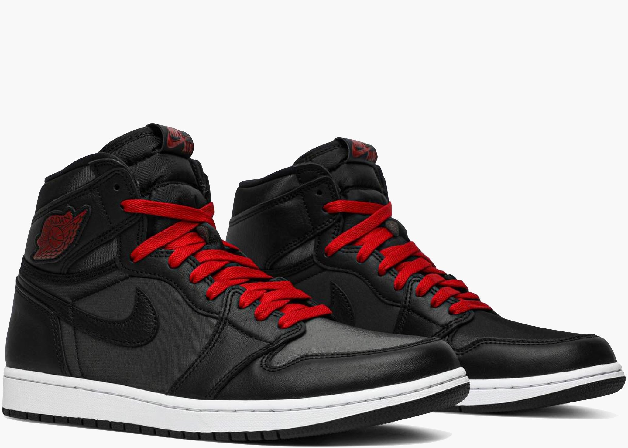 Nike Air Jordan 1 Retro High Black Satin Gym Red 555088-06 Hype Clothinga
