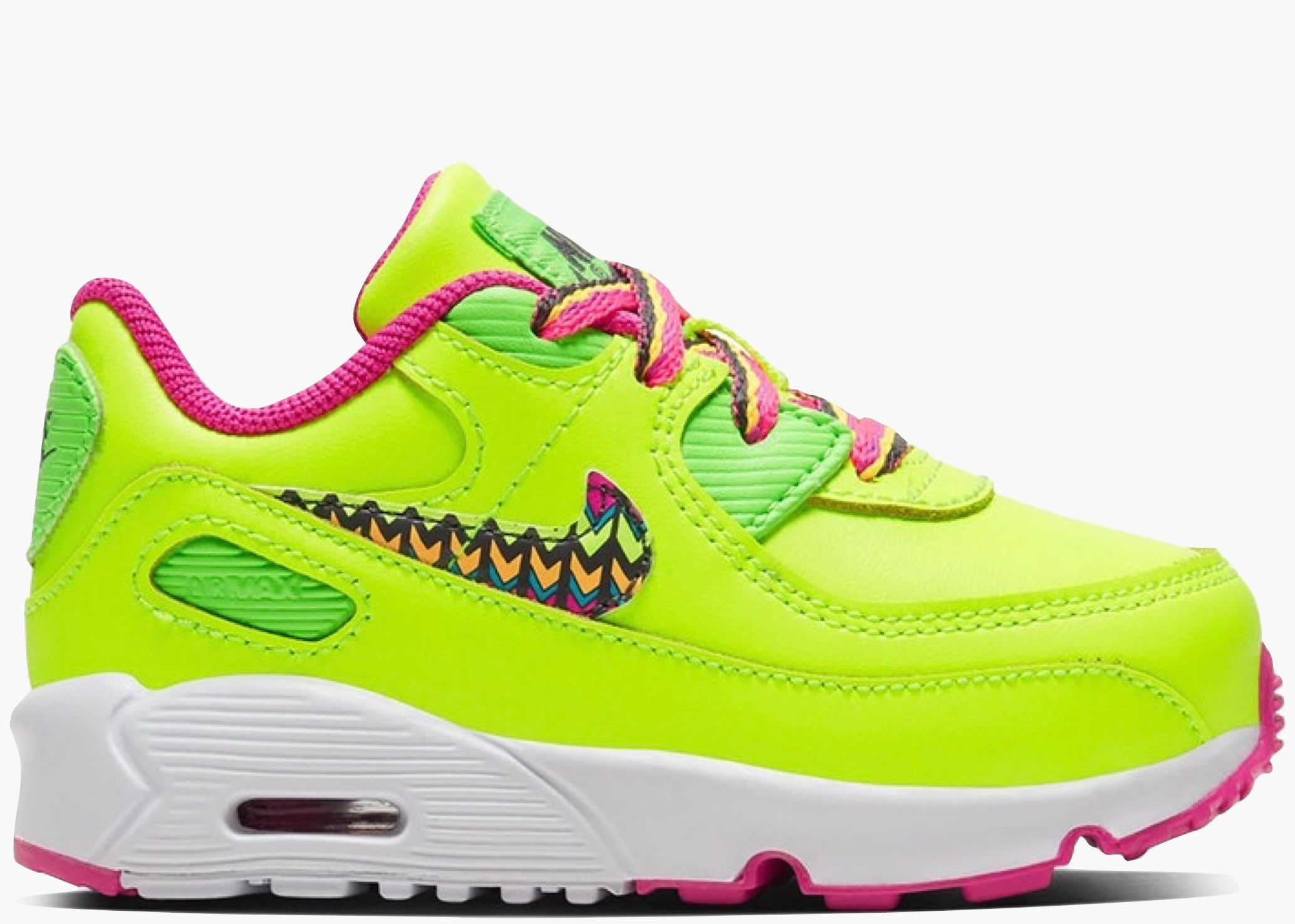 Nike Air Max 90 Volt Fire Pink Green Strike (TD) CW5798-700 Hype Clothinga