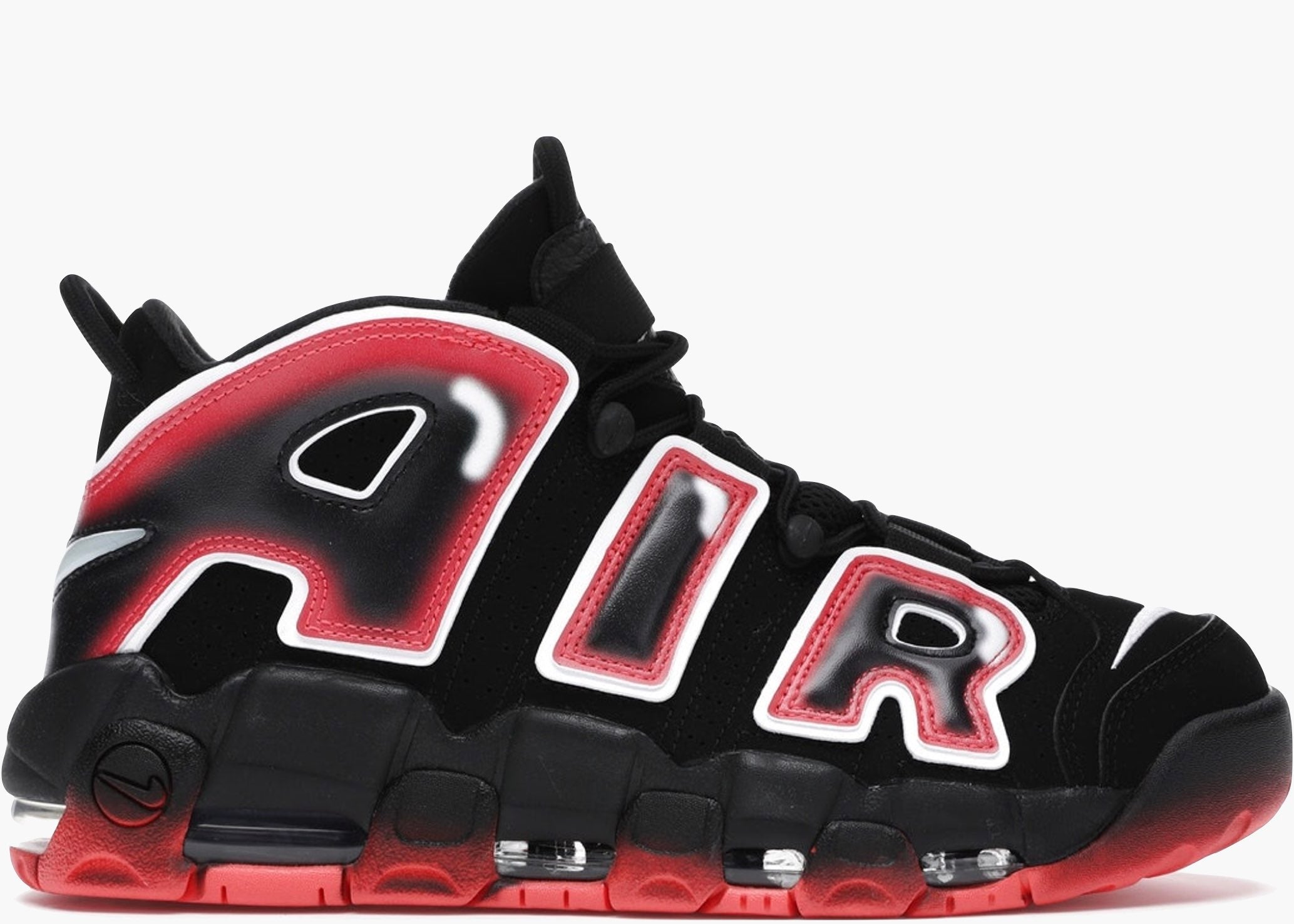Nike Air More Uptempo Black White Laser Crimson