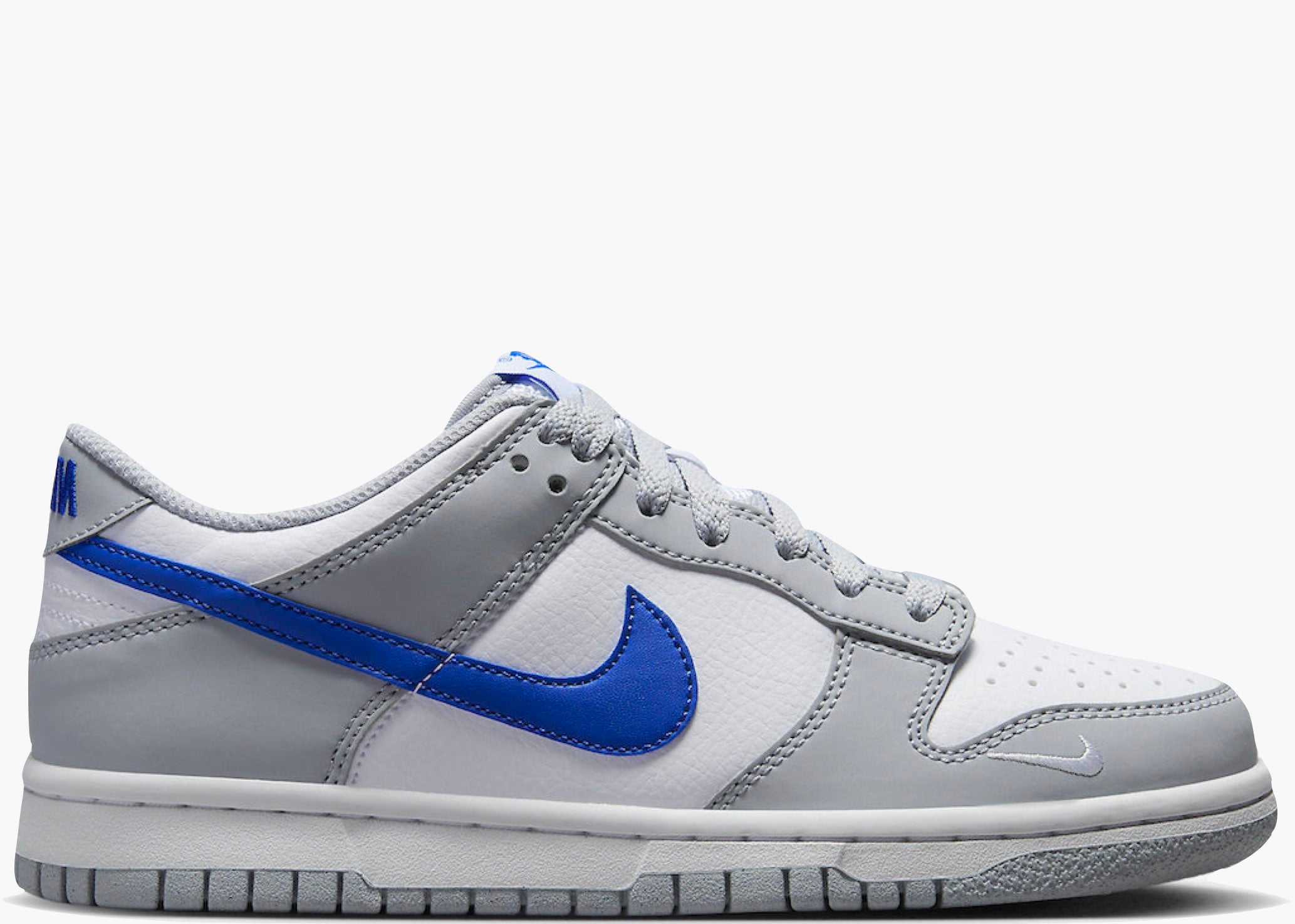 Nike Dunk Low Mini Swoosh Wolf Grey Game Royal (GS)  FN3878-001 Hype Clothinga Limited Edition