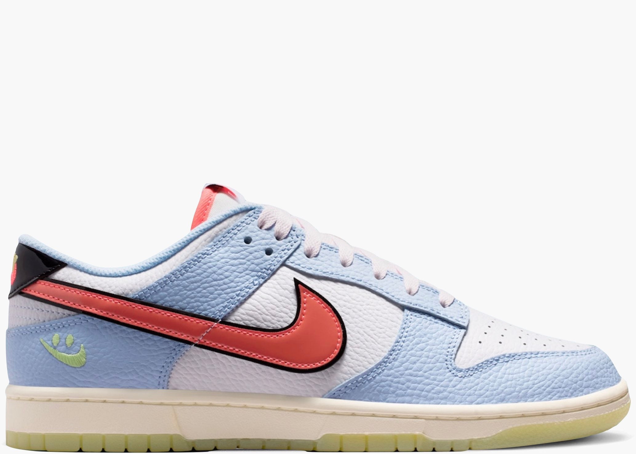Nike Dunk Low Smiley Swoosh Bianco Hydrogen Blu Crimson IR0609-100 Hype Clothinga Limited Edition