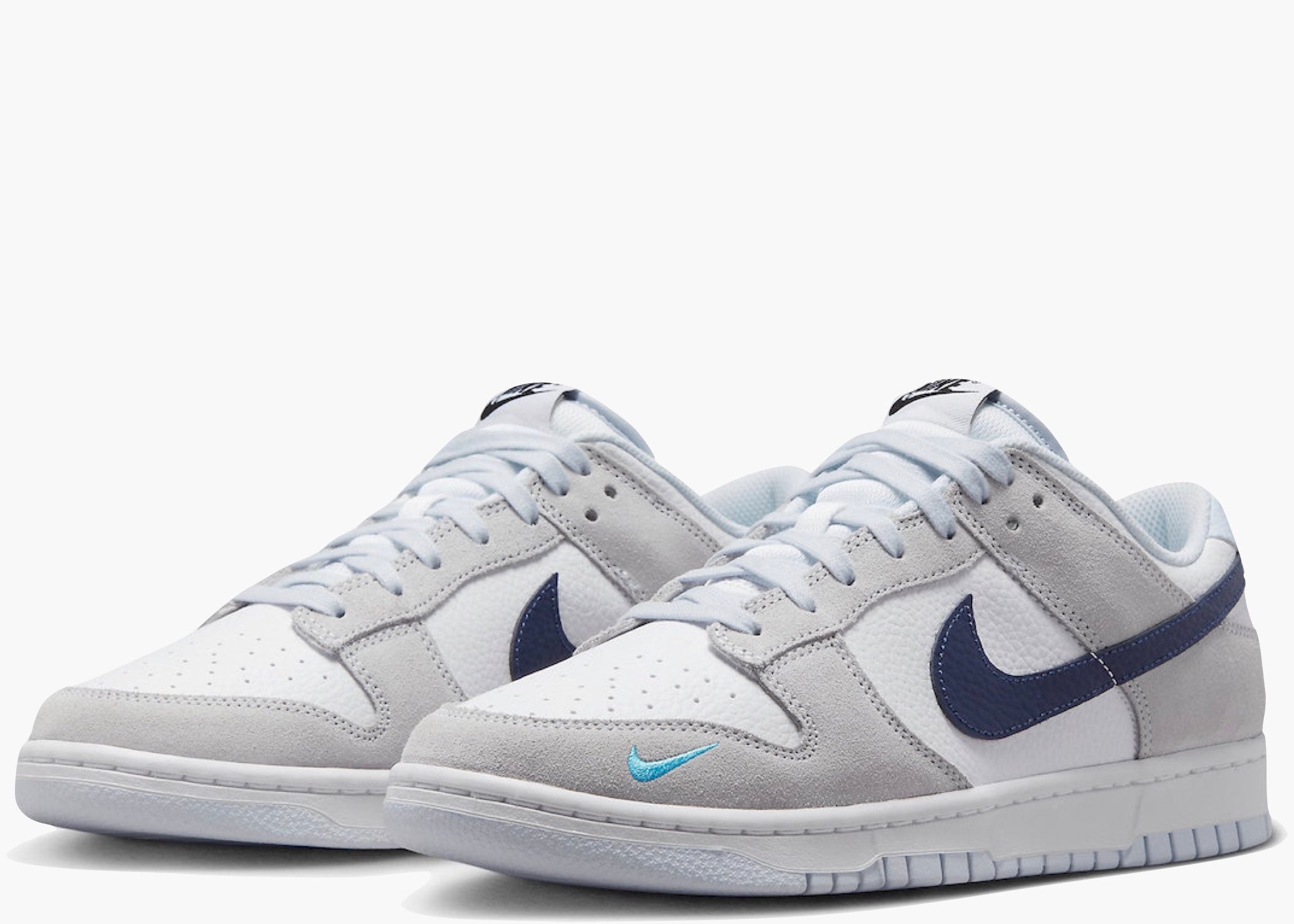 Nike Dunk Low White Grey Navy Aqua Mini Swoosh FJ4227-001 Hype Clothinga Limited Edition
