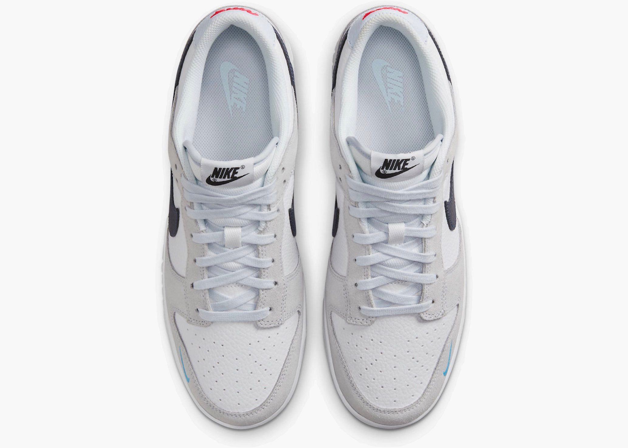Nike Dunk Low White Grey Navy Aqua Mini Swoosh FJ4227-001 Hype Clothinga Limited Edition