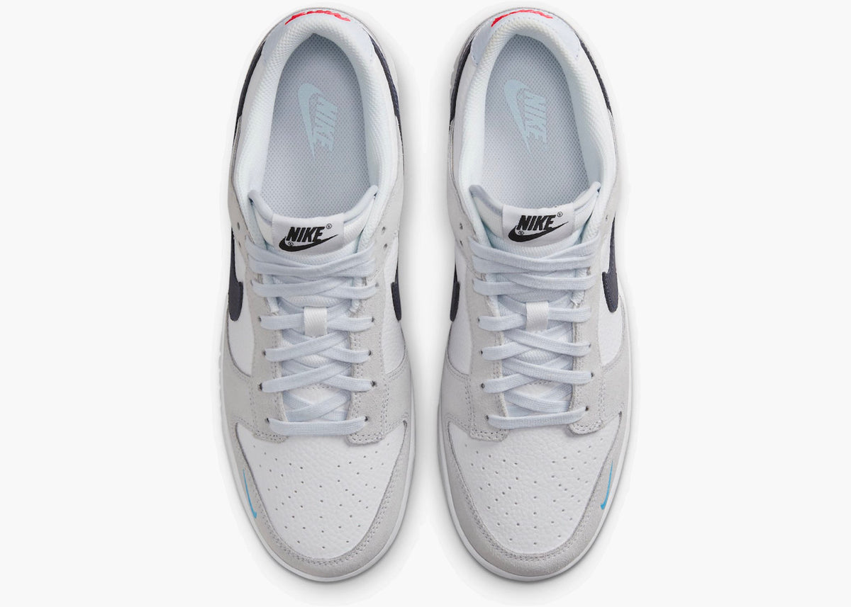 Nike Dunk Low White Grey Navy Aqua Mini Swoosh FJ4227-001 Hype Clothinga Limited Edition