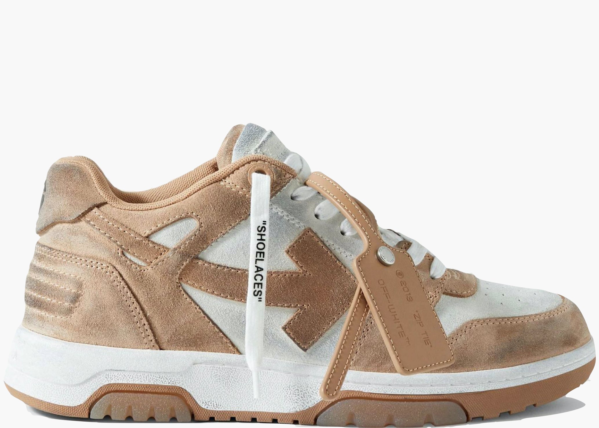 OFF-WHITE Out Of Office "OOO" Low Tops Distressed Brown White OMIA189S22LEA0080174 Hype Clothinga Limited Edition