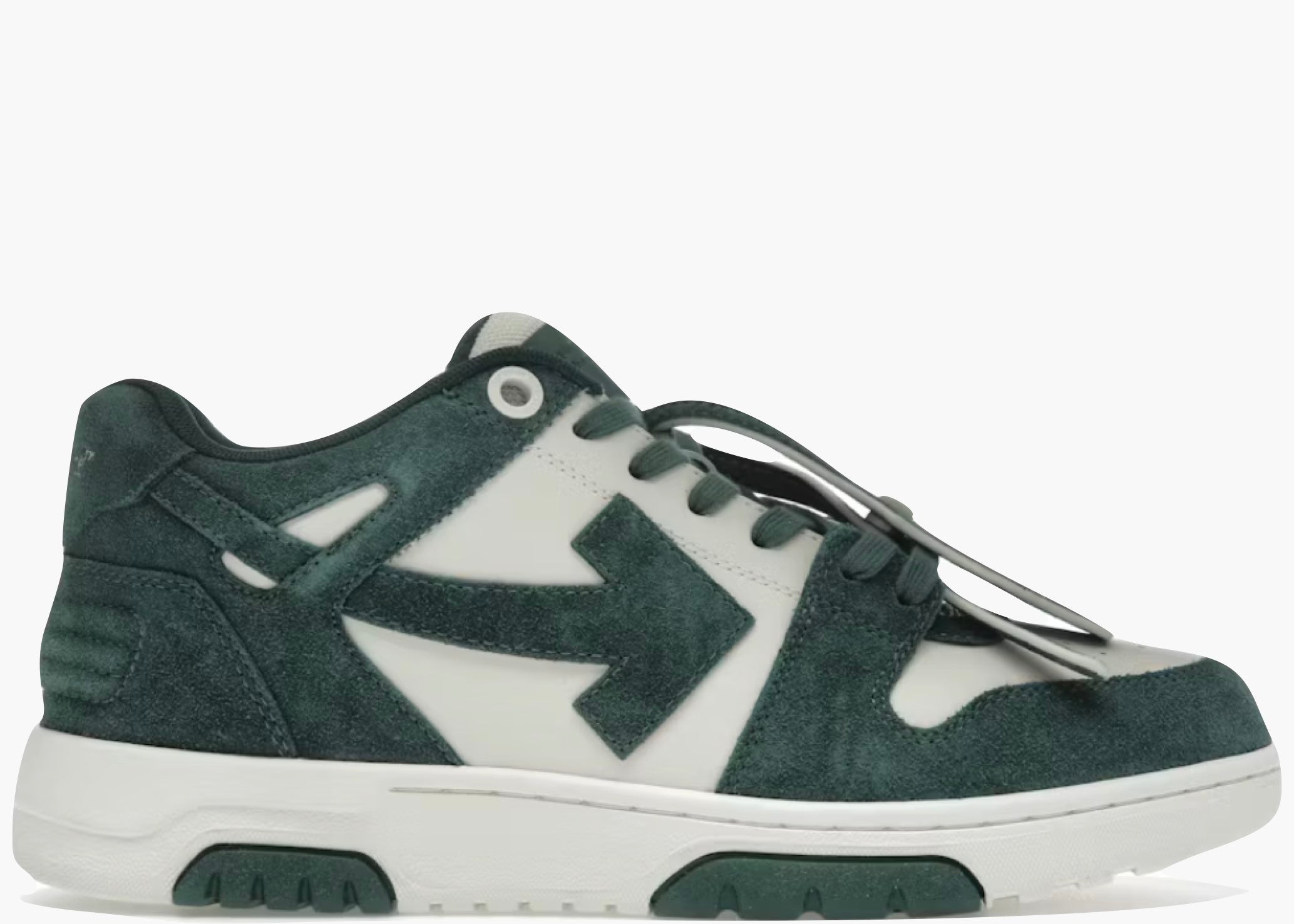 OFF-WHITE Out of Office "OOO" Low Tops Jet Green Ecru Suede OMIA189S25LEA0074A6F Hype Clothinga Limited Edition