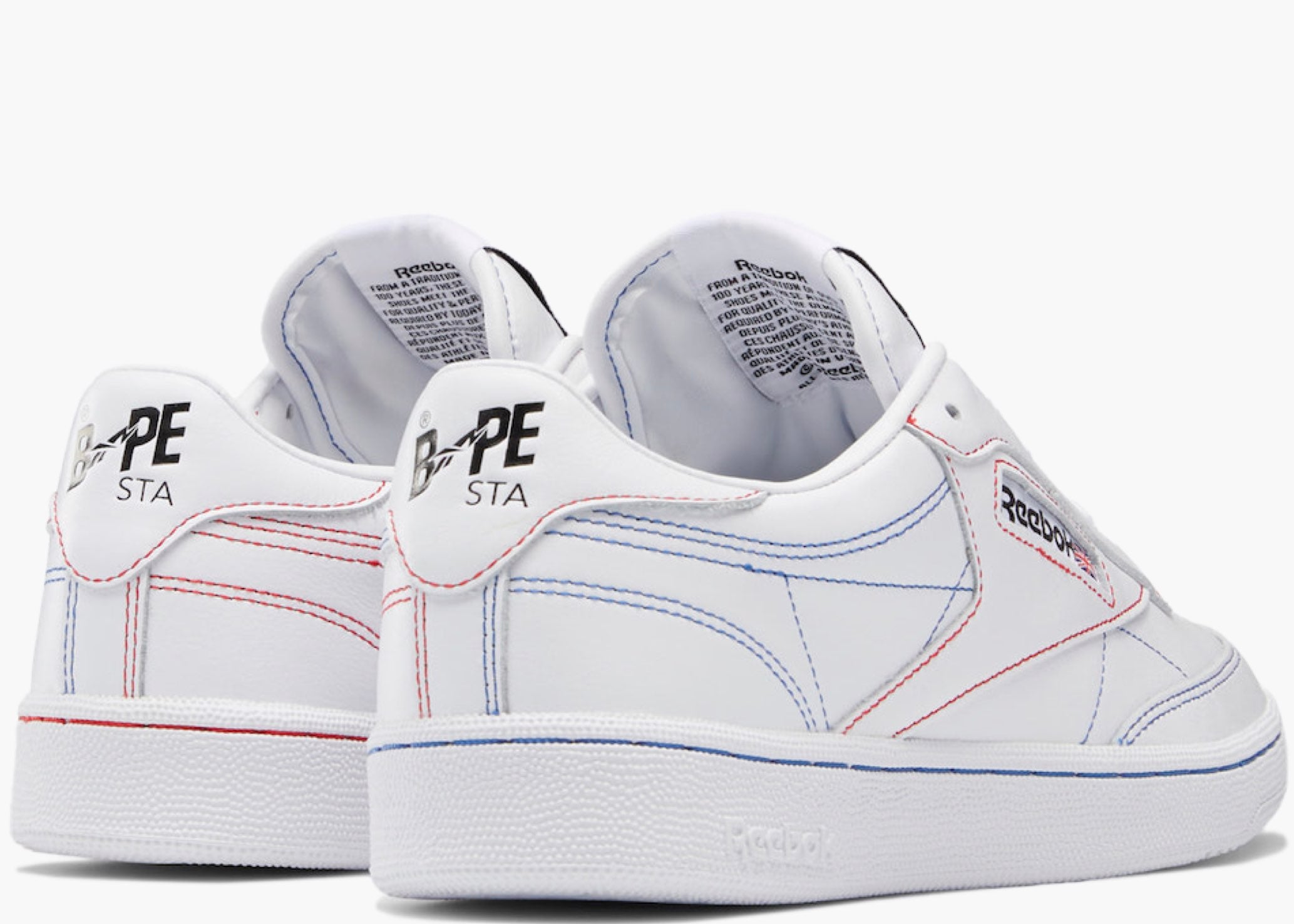 Reebok Club C 85 Bape White Contrast Stitch Hype Clothinga Limited Edition
