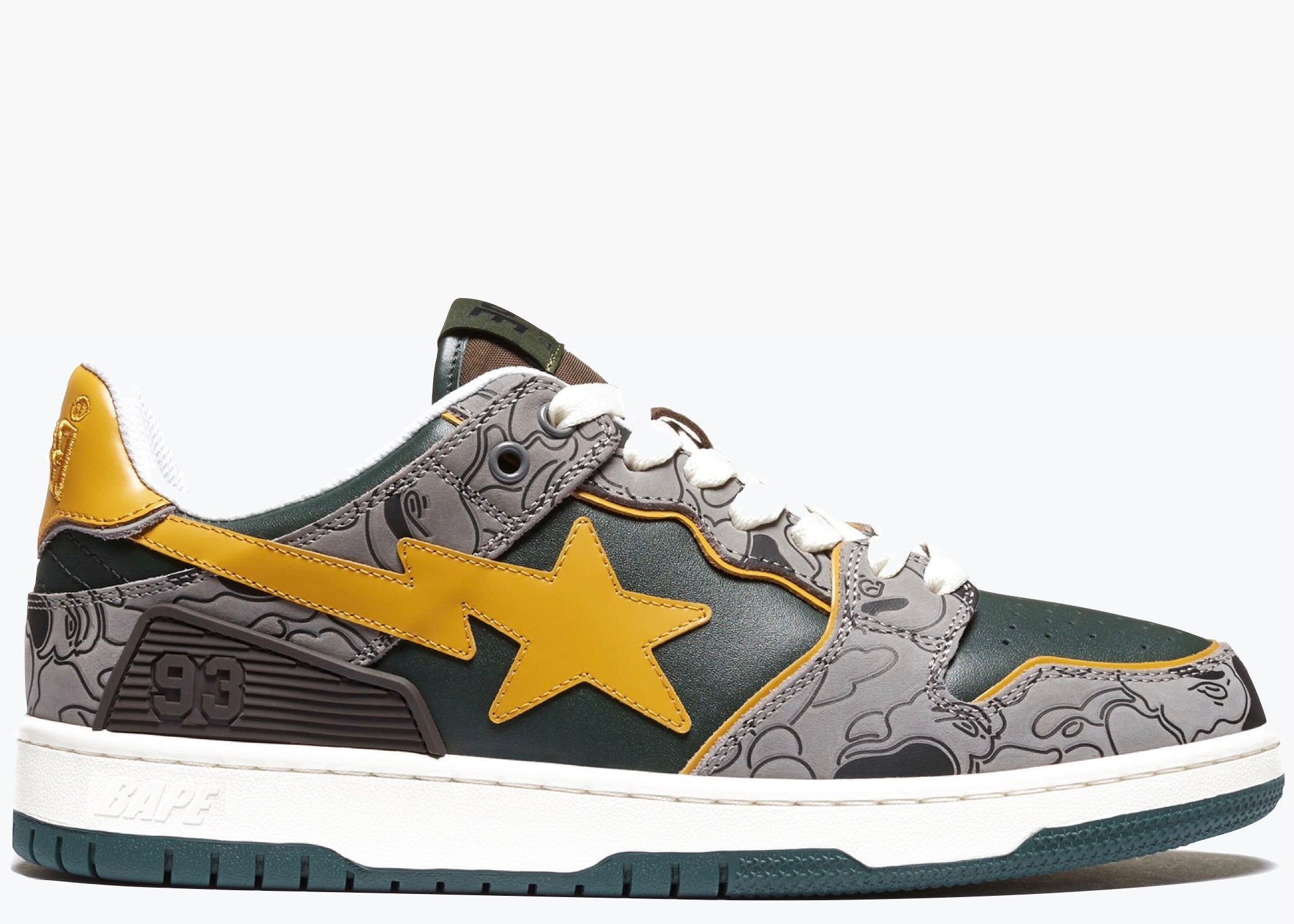 A Bathing Ape Bape SK8 Sta Grey Mustard Yellow 001FWH801007_GRN_A Hype Clothinga Limited Edition