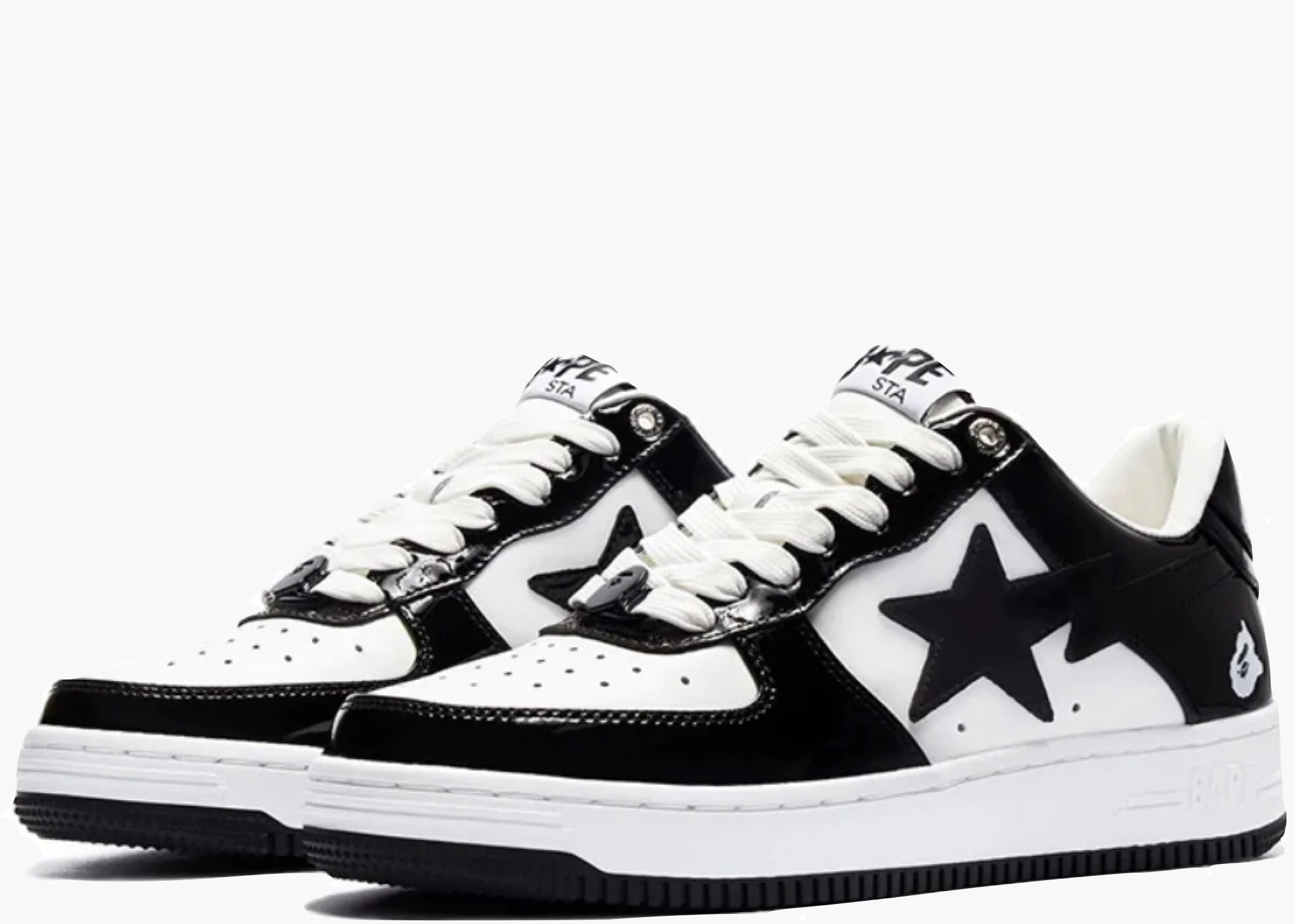 A Bathing Ape Bape Sta Patent Leather Black White Hype clothinga Limited Edition