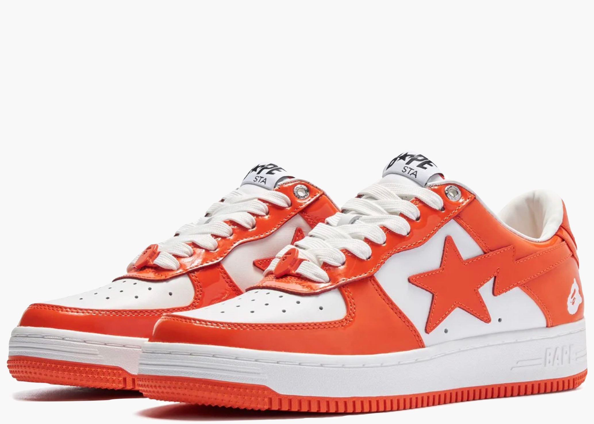 A Bathing Ape Bape Sta Patent Leather Orange White Hype Clothinga Limited Edition