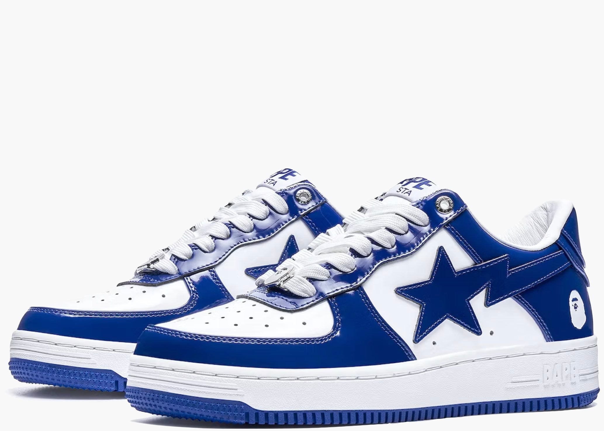 A Bathing Ape Bape Sta Patent Leather White Blue (2023) Hype Clothinga Limited Edition