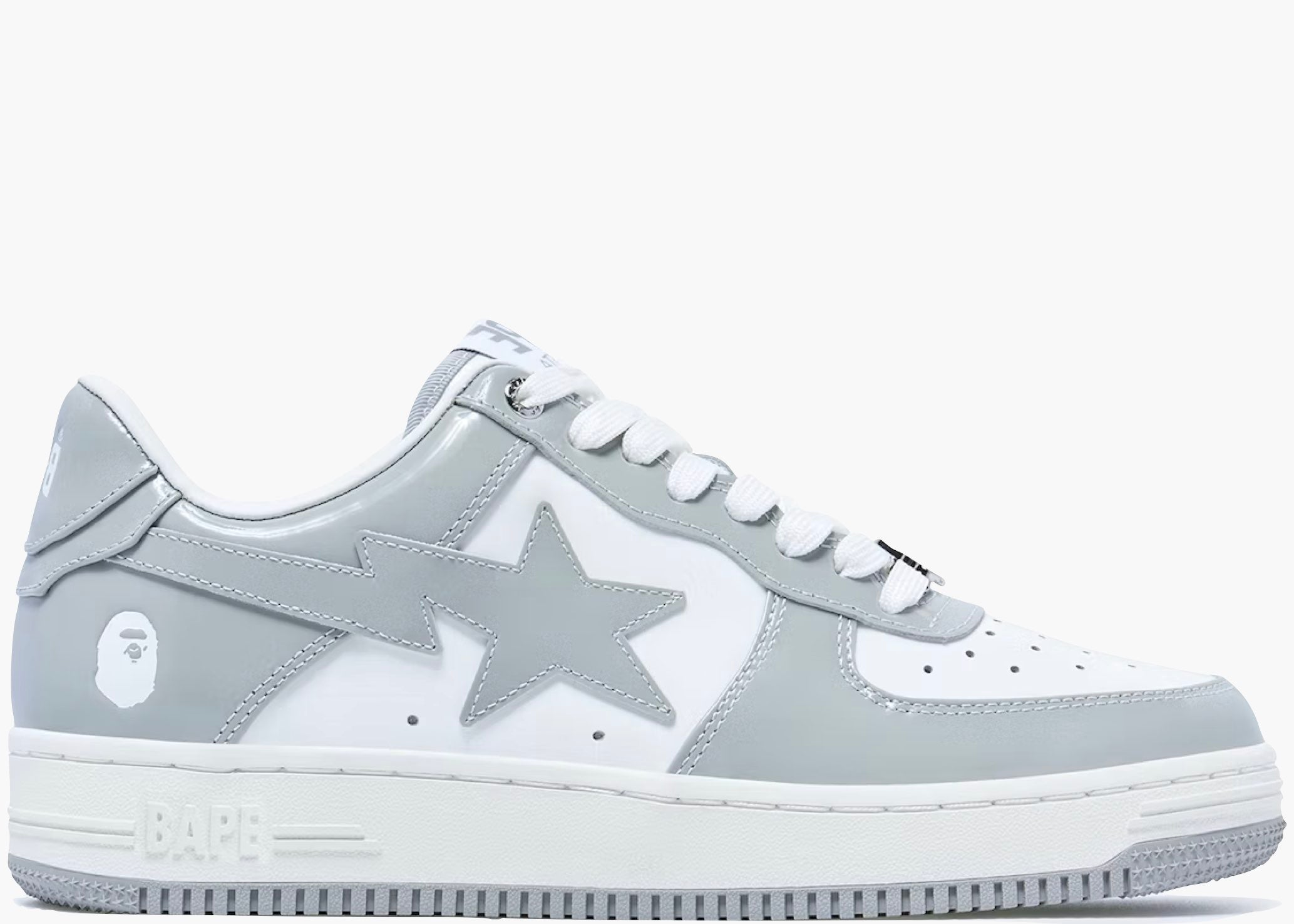 A Bathing Ape Bape Sta Patent Leather White Grey (2023) Hype Clothinga Limited Edition