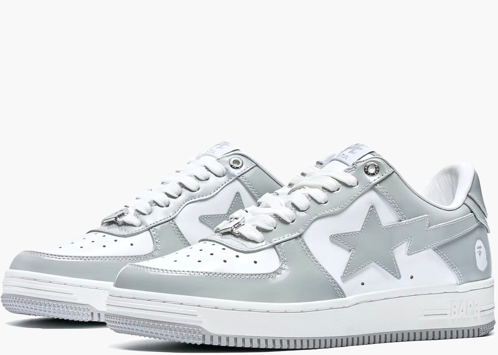 A Bathing Ape Bape Sta Patent Leather White Grey (2023) Hype Clothinga Limited Edition
